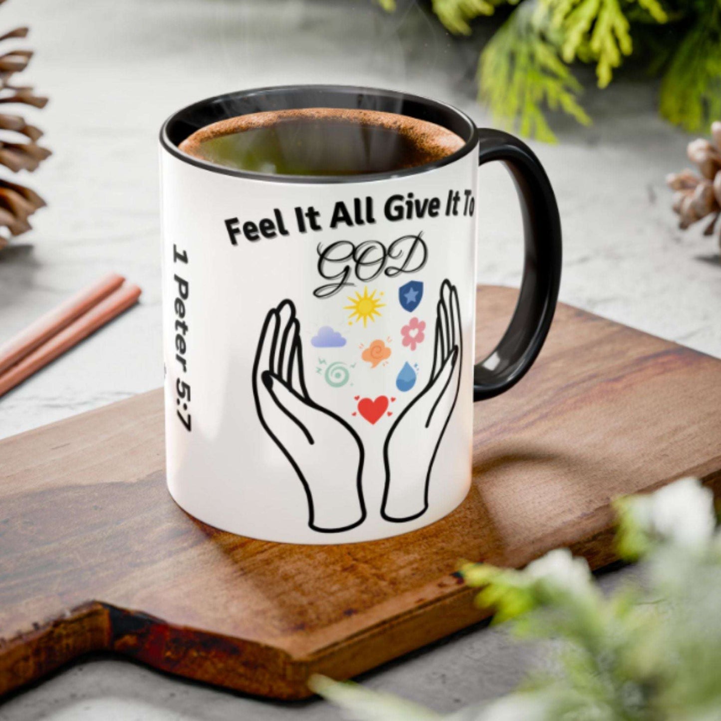 Christian Faith Two-Tone Coffee Mug 11oz – Inspirational Symbol Gifts