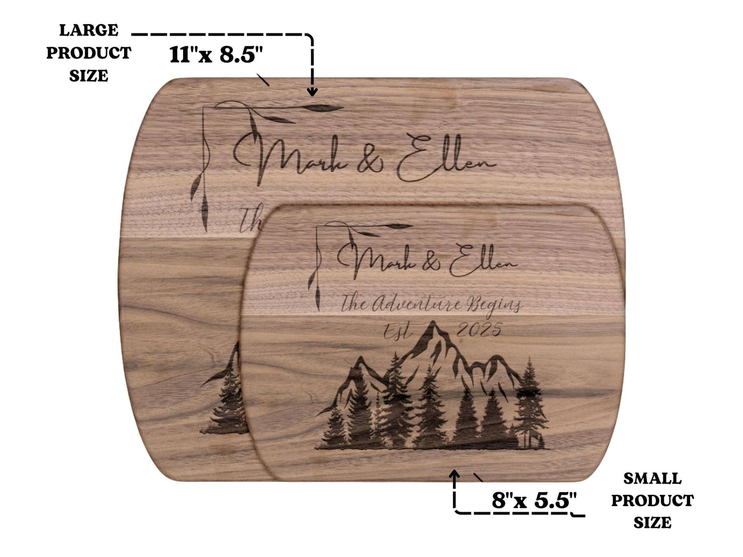 Personalized Camping Couple Cutting Board -Custom Name & Date – Outdoor Adventure Kitchen Decor