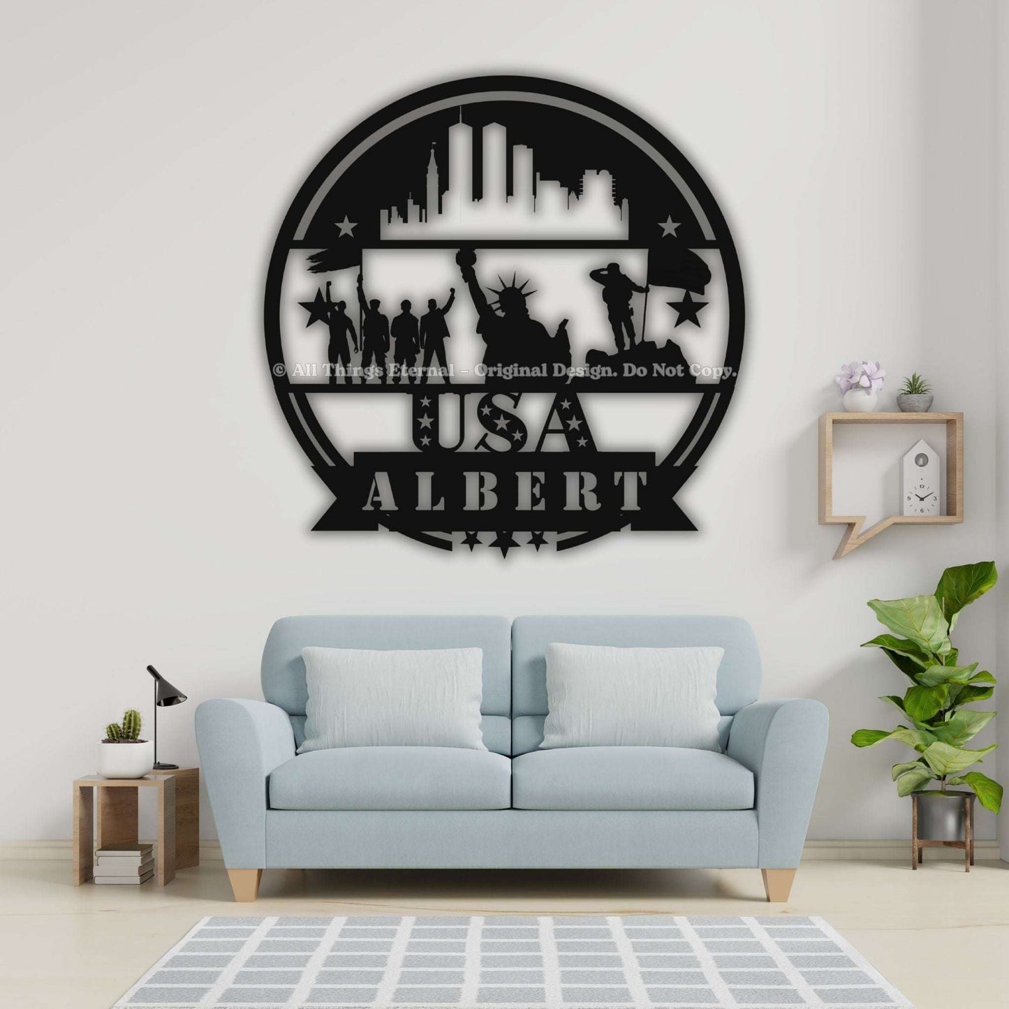 Personalized Patriotic Veterans Metal  Wall Sign