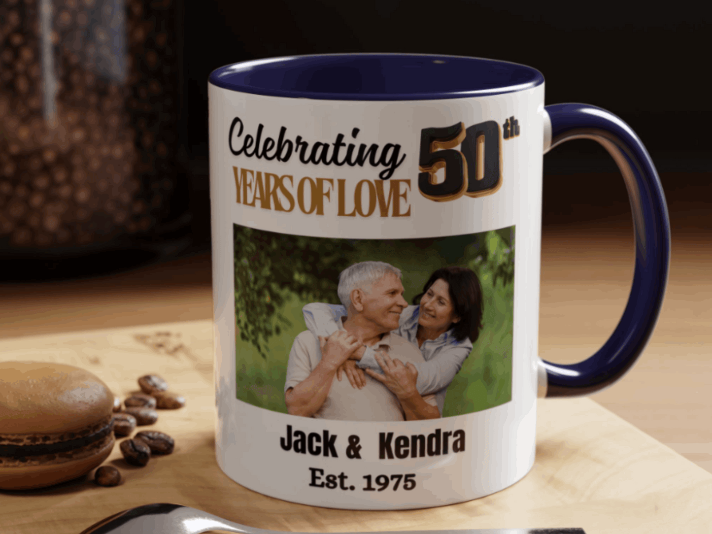 Custom 50th Anniversary Photo Mug-  Golden Wedding Gift for Couple