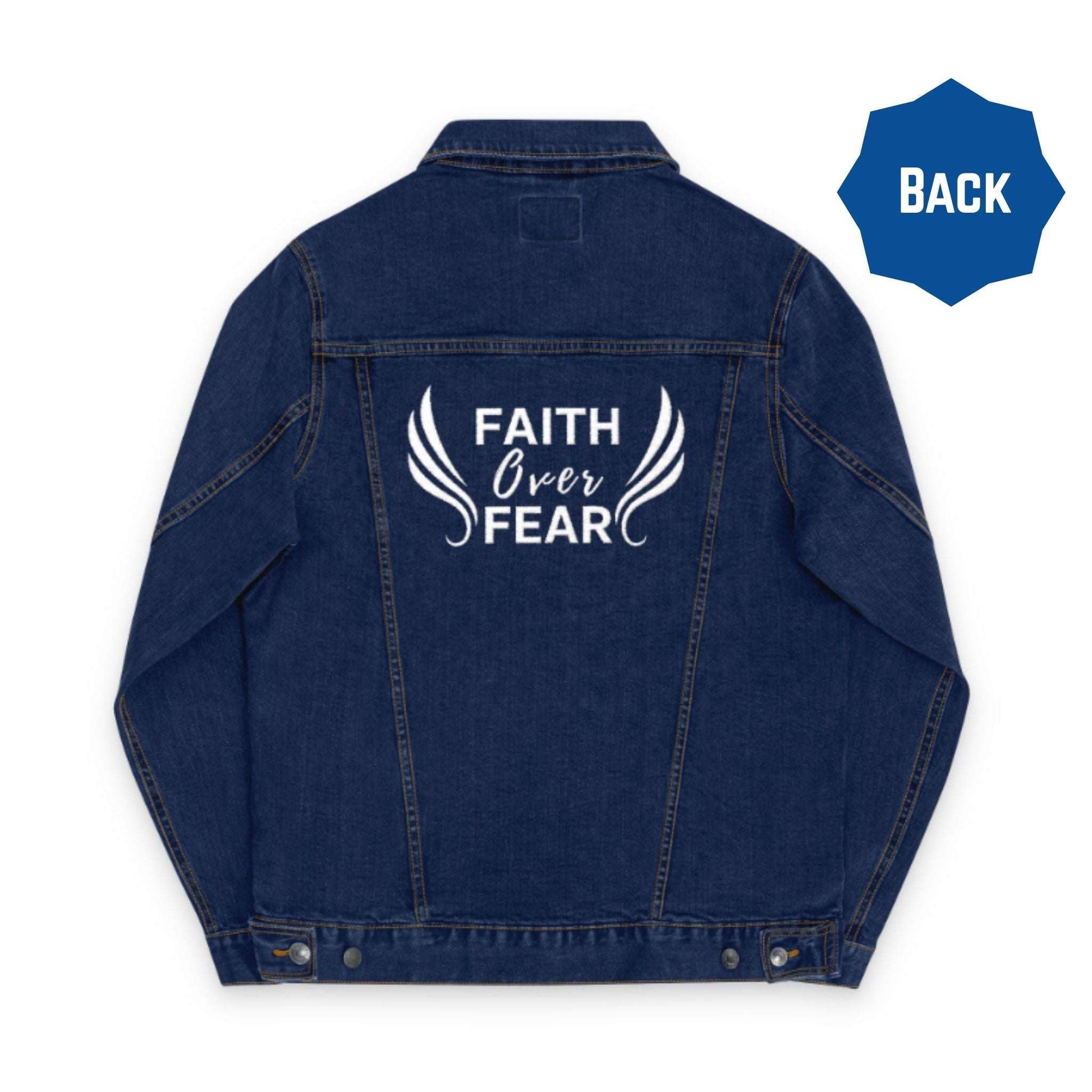 Unisex Faith Over Fear Denim Embroidered Jacket