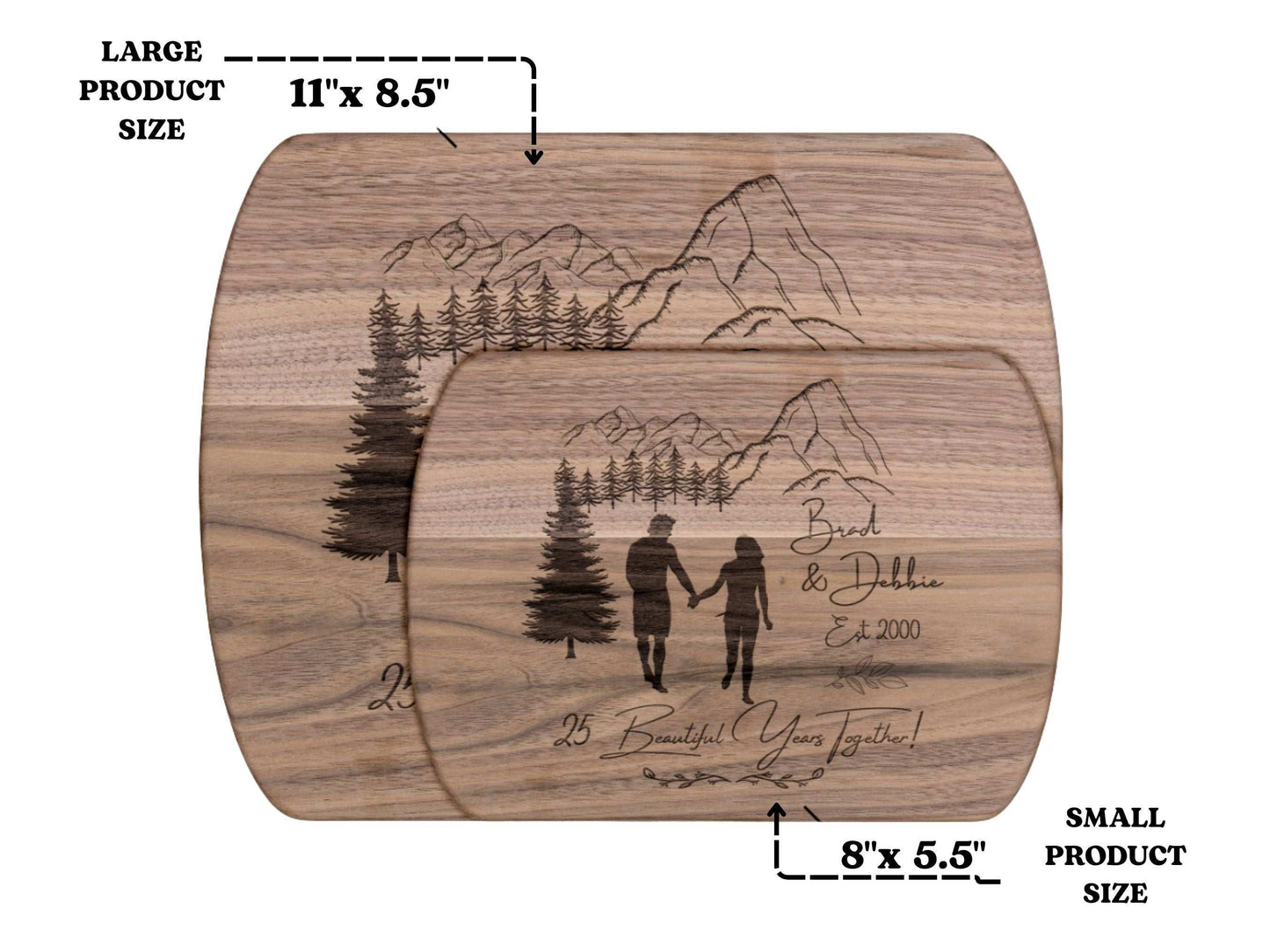 Personalized 25 Years Together Cutting Board- Custom Anniversary Gift for Couple Outdoorsy