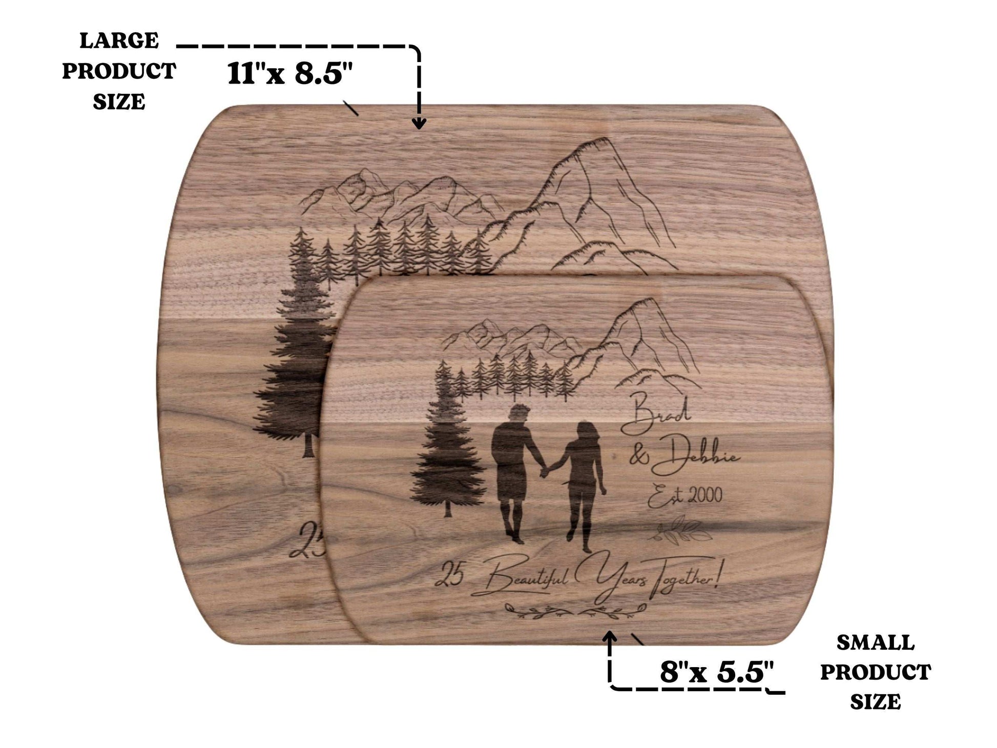 Personalized 25 Years Together Cutting Board- Custom Anniversary Gift for Couple Outdoorsy