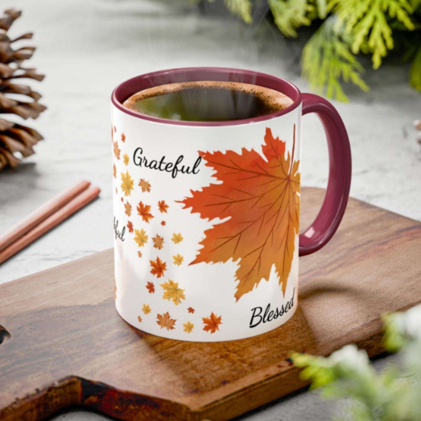 Cozy Fall Leaves Mug – Thanksgiving Coffee Cup 11oz Autumn Drinkware