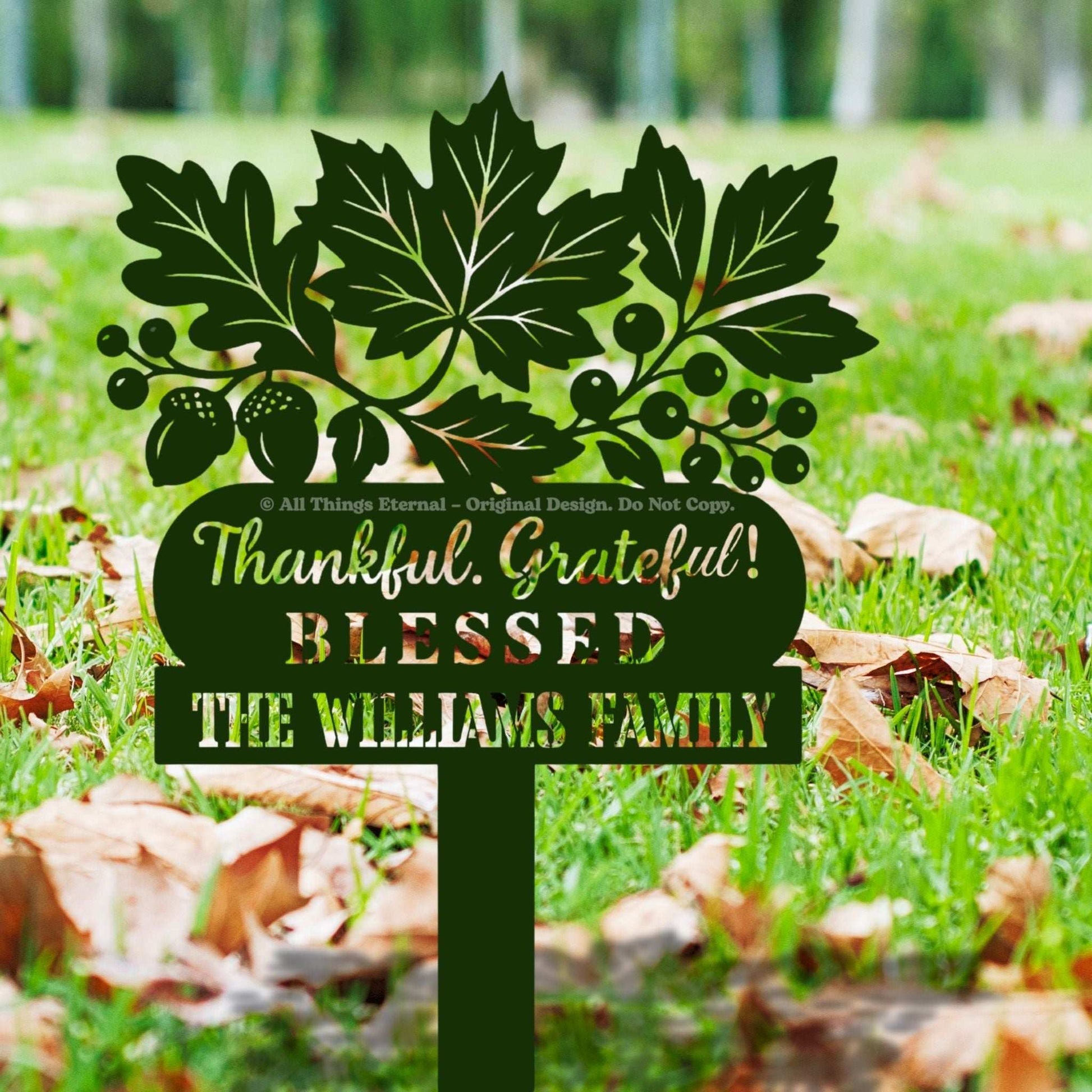 Thankful Grateful Blessed Metal Yard Sign Decoration