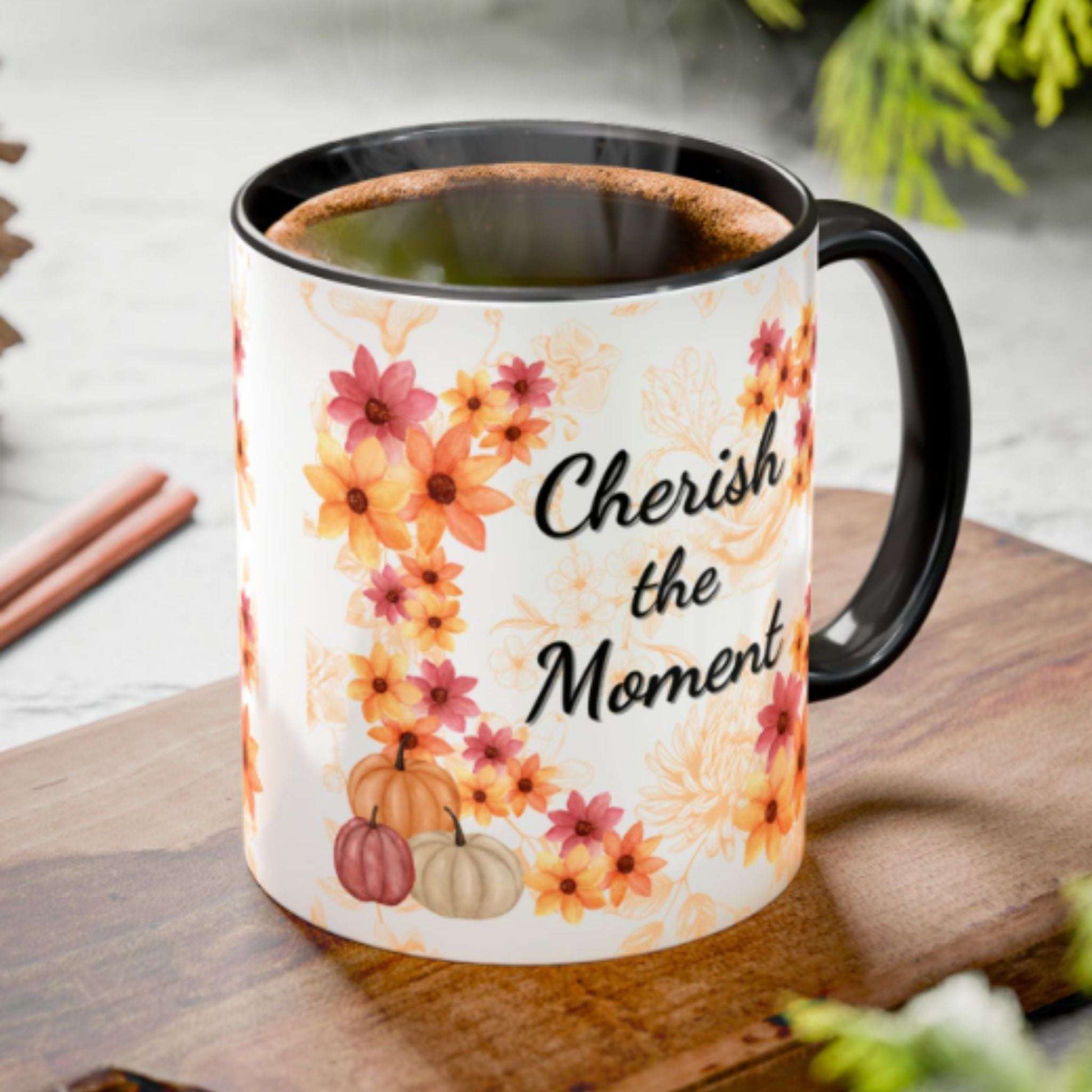 Fall Flowers Coffee Mug 11oz | Ceramic Tea Cup | Inspirational