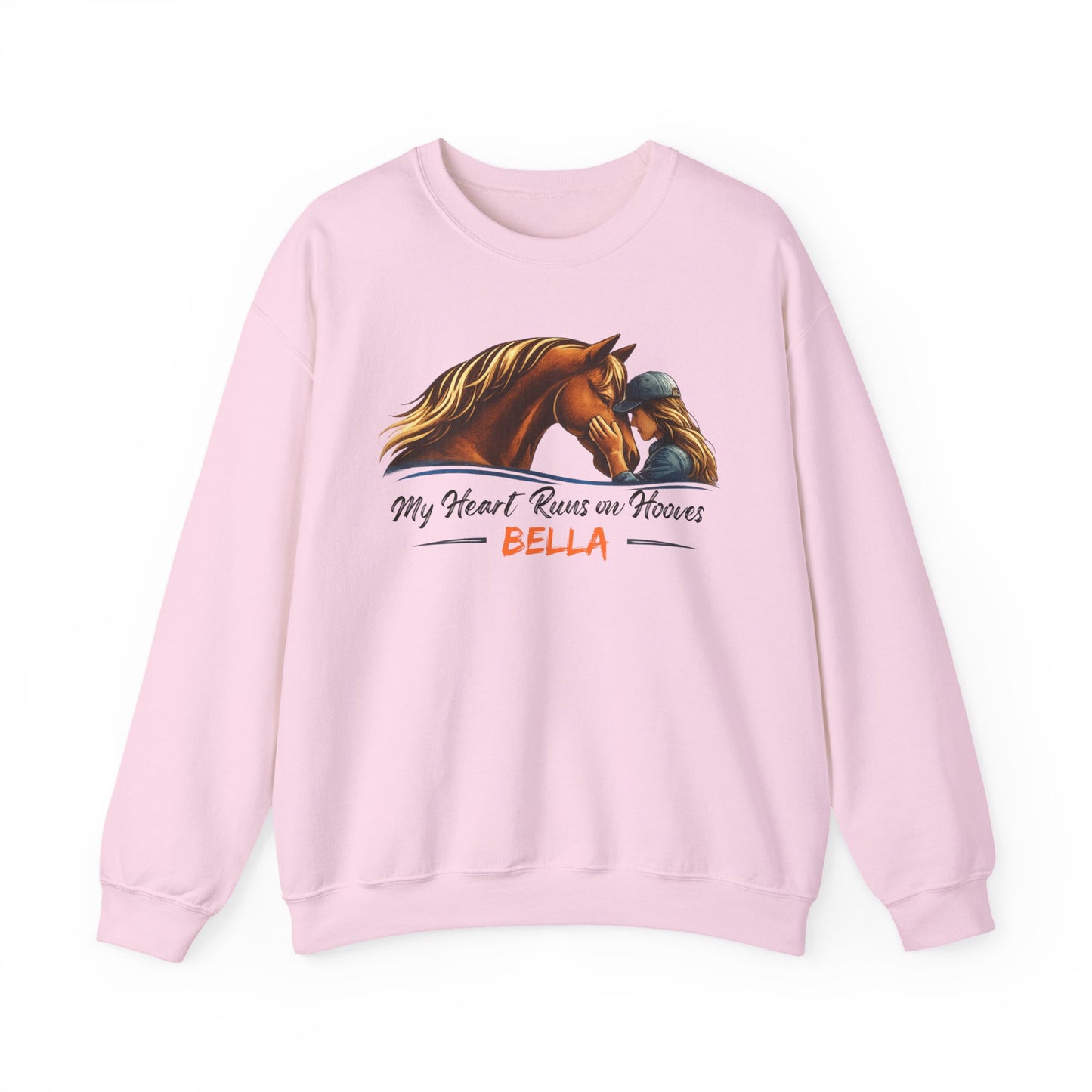 Custom Name My Heart Runs on Hooves Sweatshirt Horse Lovers Gift for Women