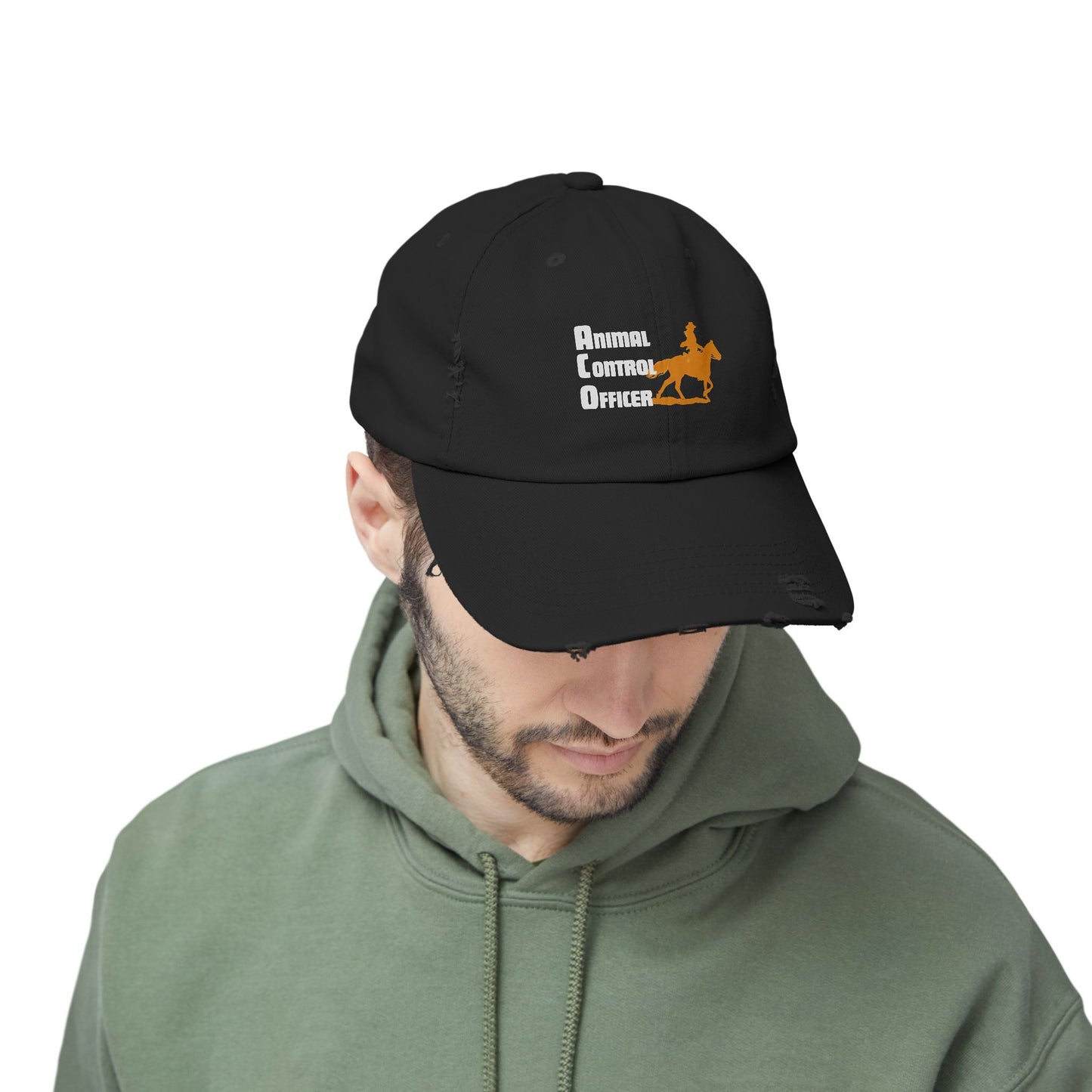 Distressed Baseball Cap — 'Barrel Racing Cowboy' Horse Rider Logo