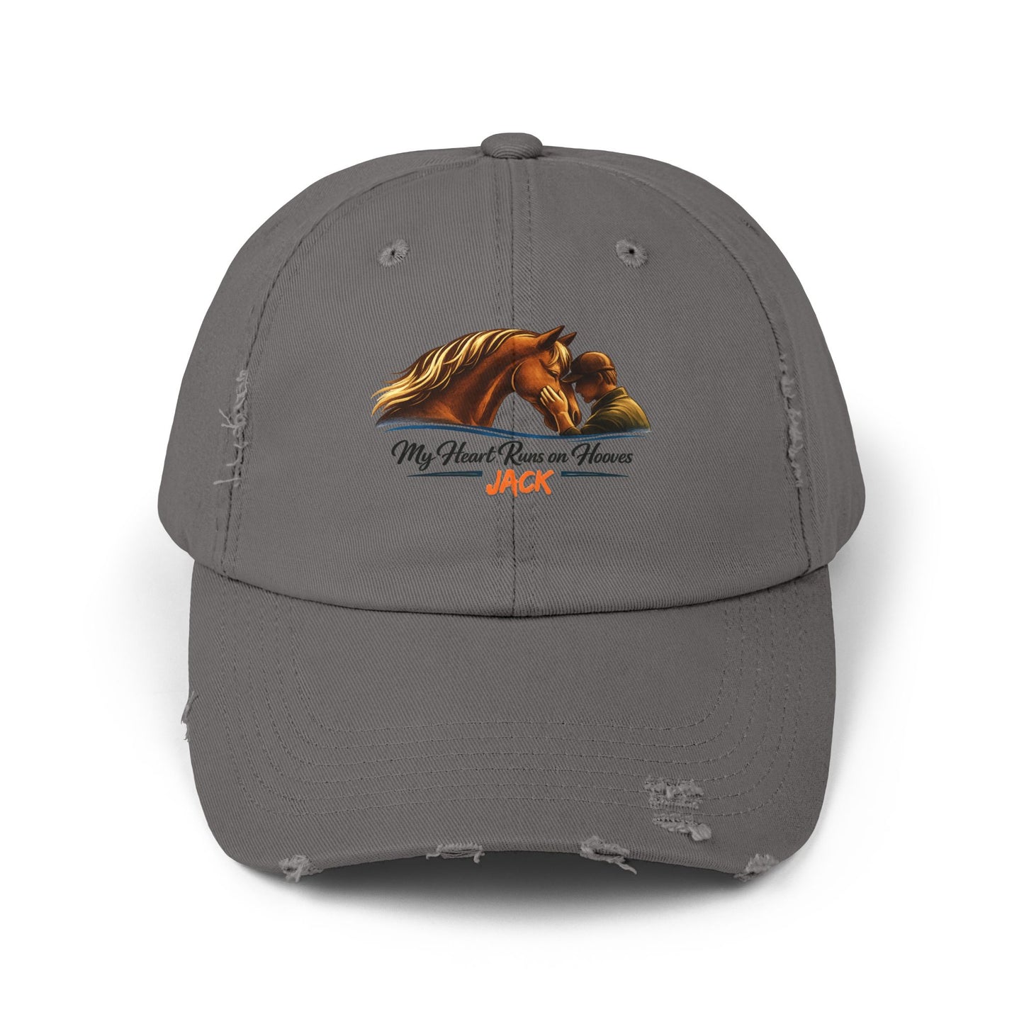 Personalized  Horse Cap — 'My Heart Runs on Hooves' Embroidered Baseball Hat for men