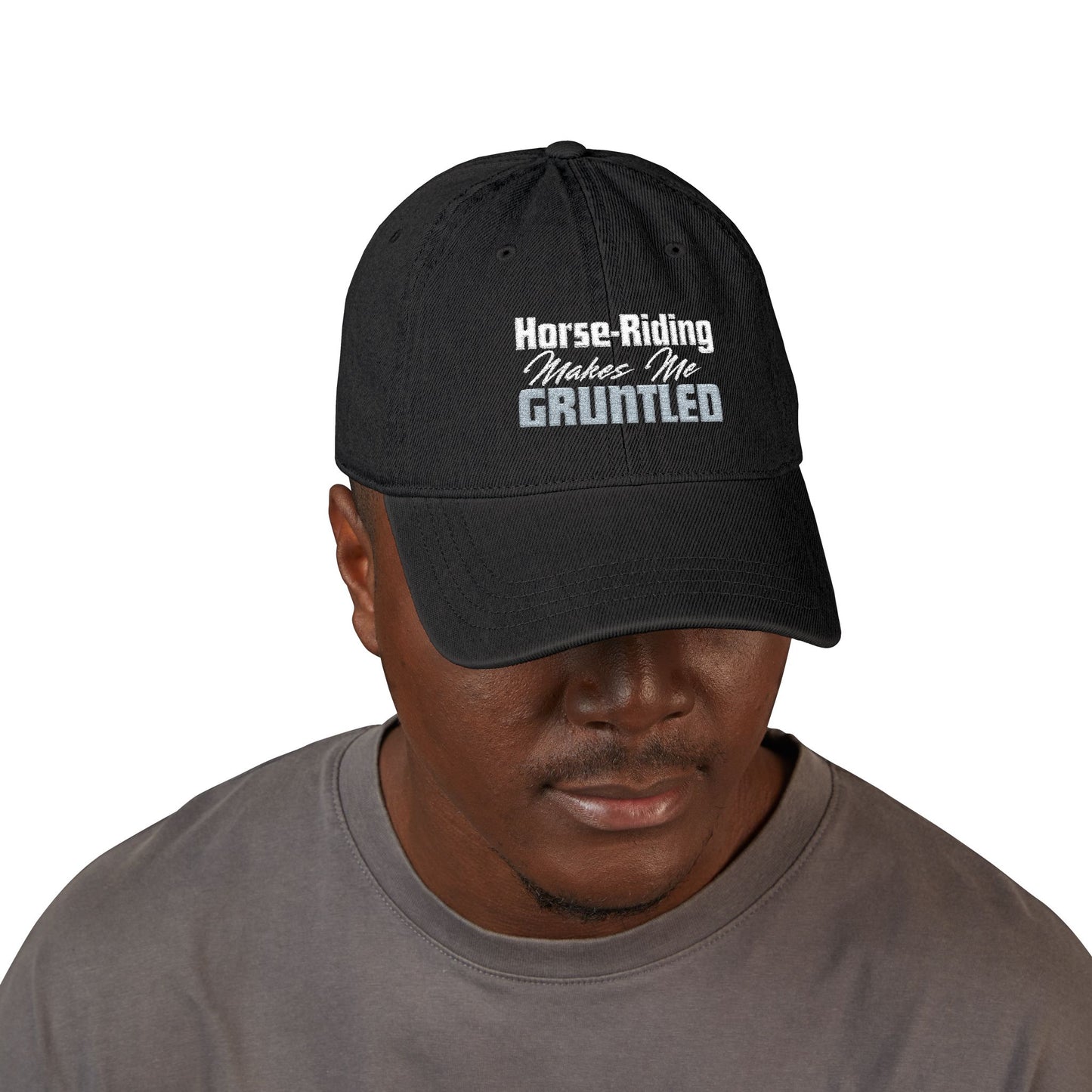 Horse-Riding Makes Me Gruntled Denim Hat — Embroidered Equestrian Cap