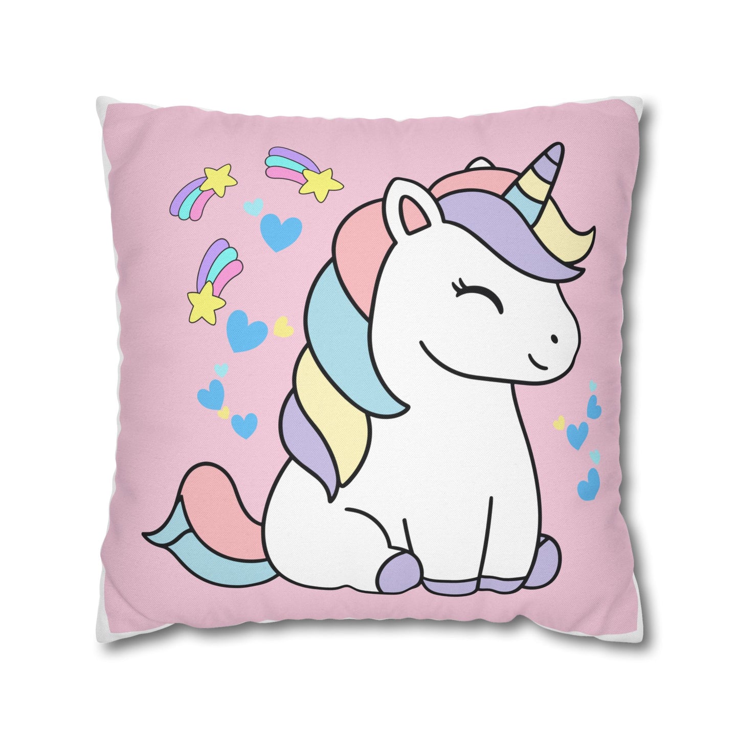Sleepy Pastel Unicorn Pillowcase | Cute Kids Decorative Throw Pillow Cover