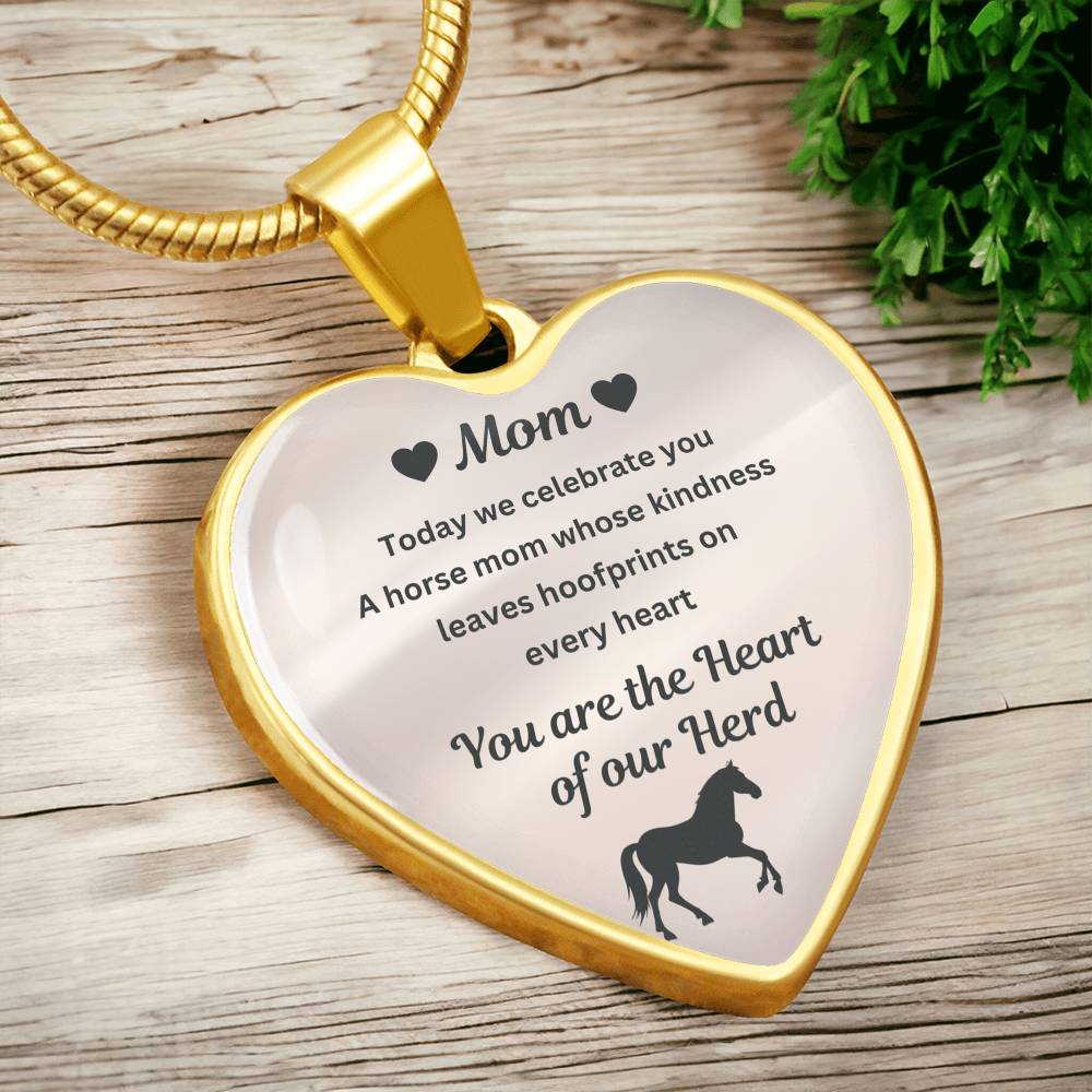 Horse Mom Necklace Gift for Mom – Custom Name Pendant You Are The Heart Of Our Herd