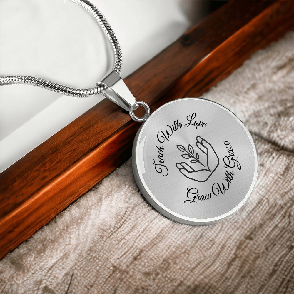 Teach With Love” Circle Necklace – Father to Daughter Teacher Gift