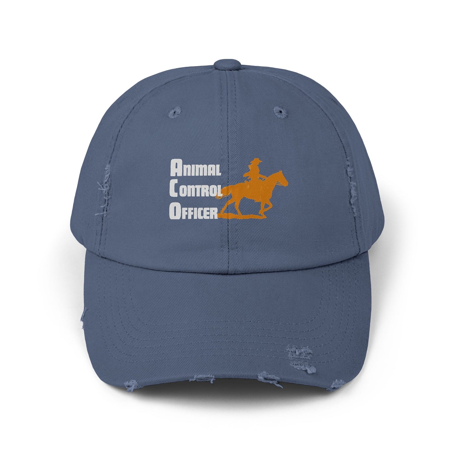 Distressed Baseball Cap — 'Barrel Racing Cowboy' Horse Rider Logo