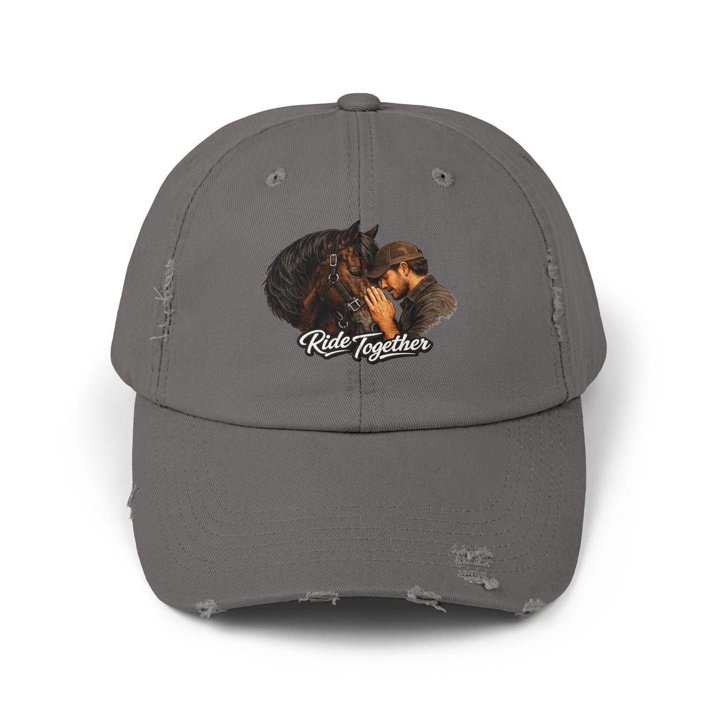 Ride Together Distressed Dad Hat – Horse & Rider Baseball Cap