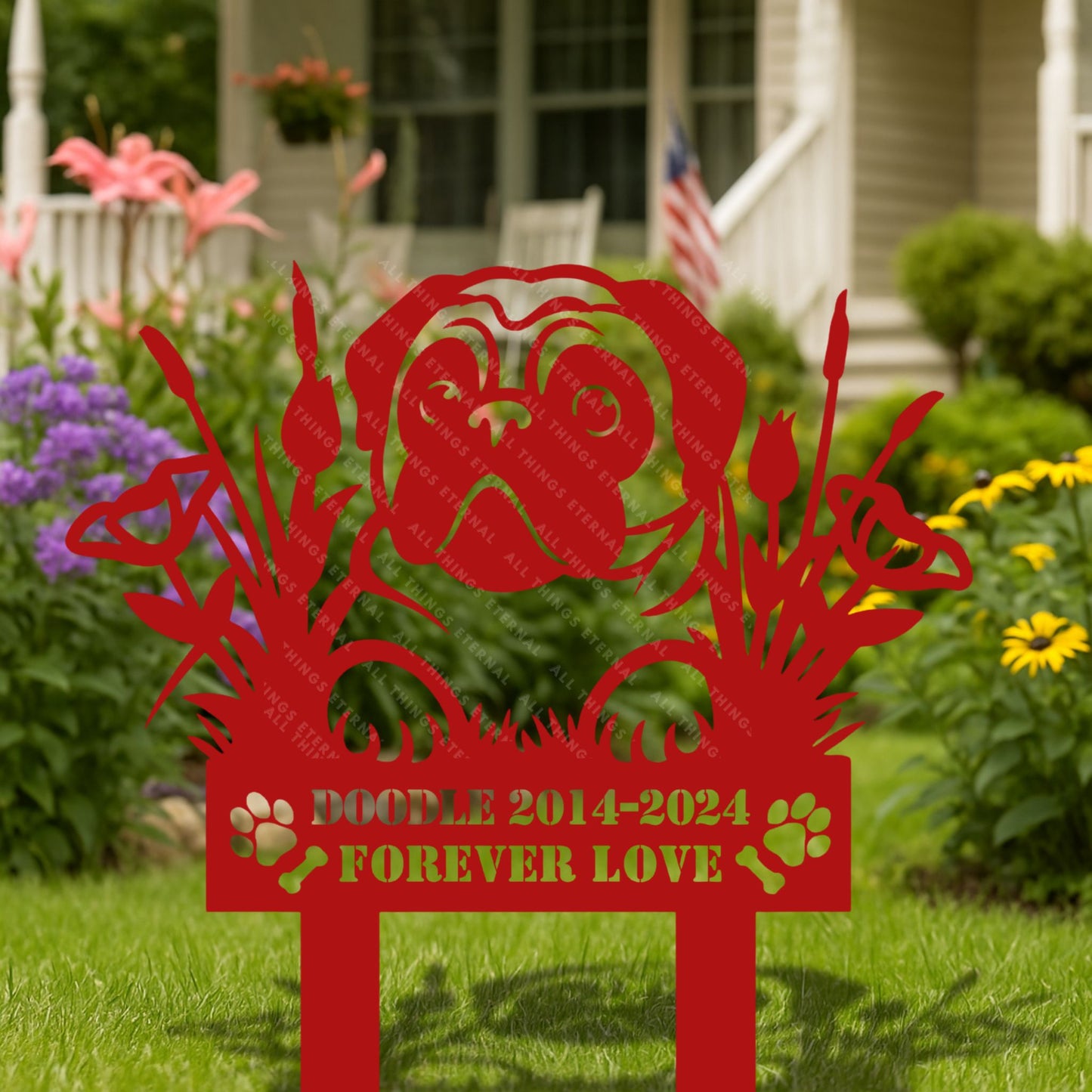 Personalized Pug Memorial Stake – Custom Metal Pet Grave Marker