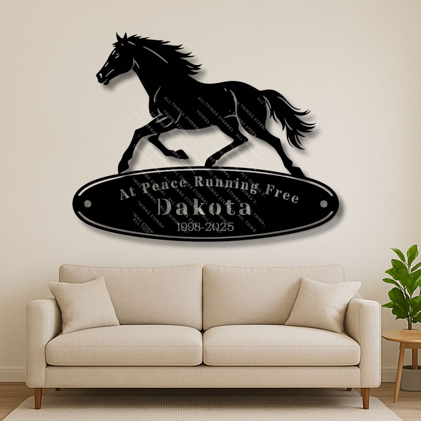 Custom Horse Memorial Metal Sign – Personalized Equine Tribute with Name & Dates
