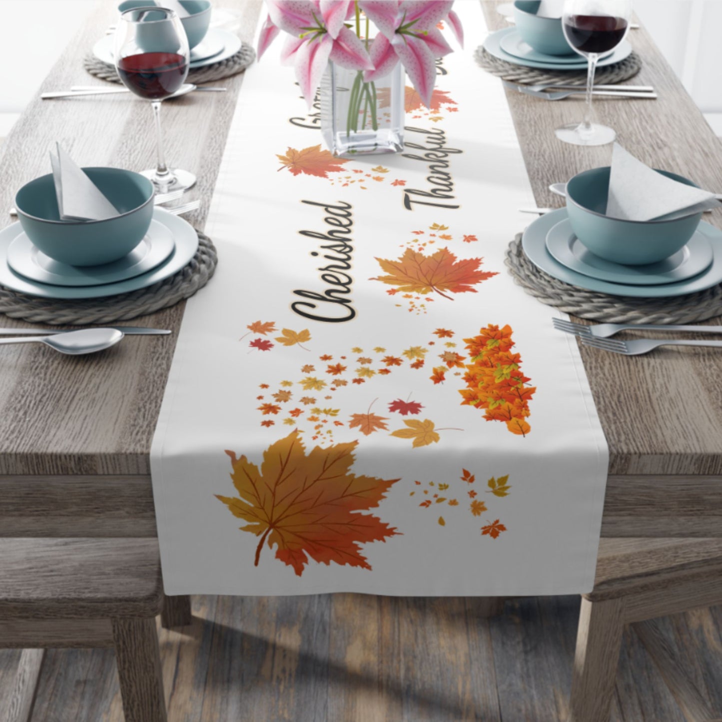 Autumn Blessings Table Runner | Fall & Thanksgiving Table Decor