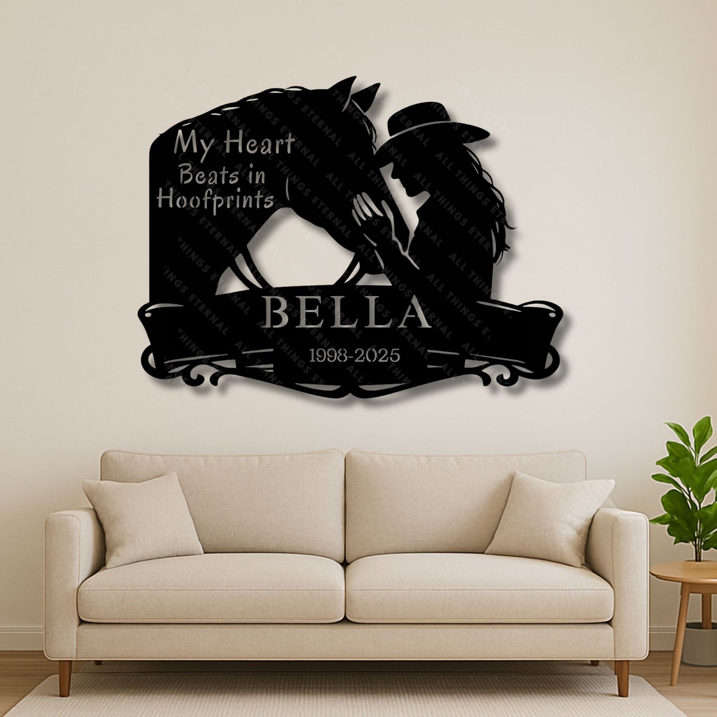 Personalized Horse Memorial Metal Sign – My Heart Beats in Hoofprints