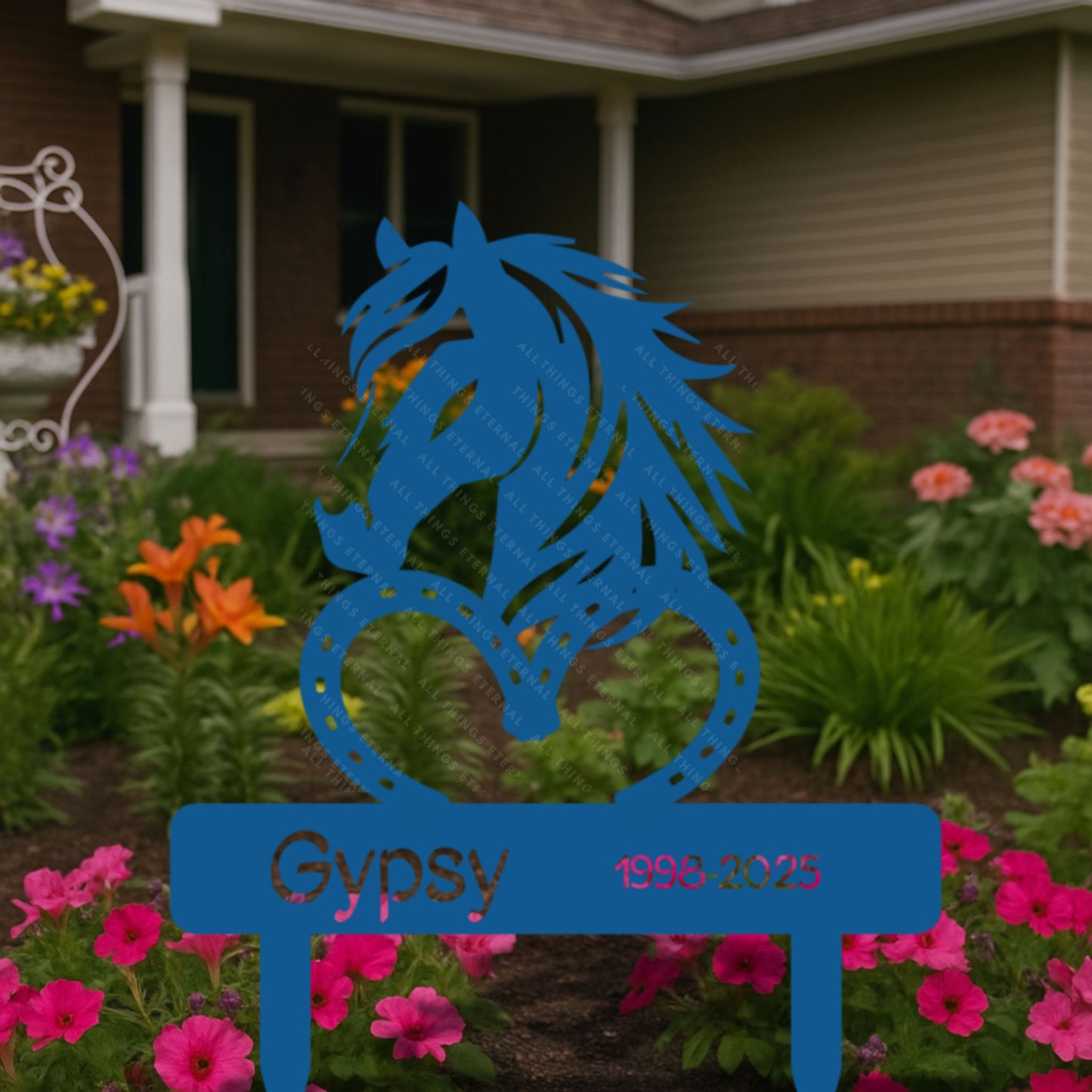 Personalized Horse Memorial Metal Grave Marker | Custom Tribute Sign