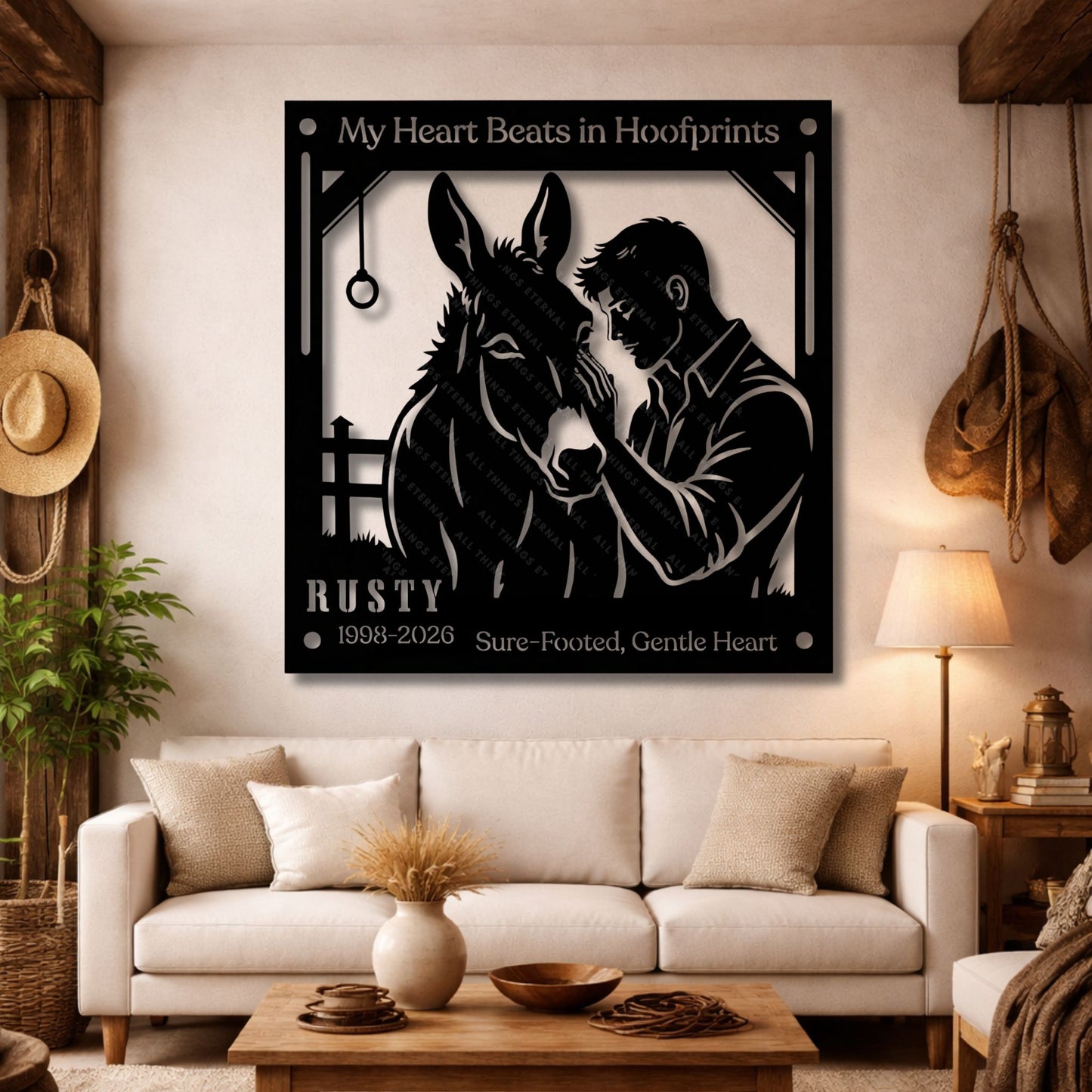 Personalized Mule Memorial Metal Sign – My Heart Beats in Hoofprints