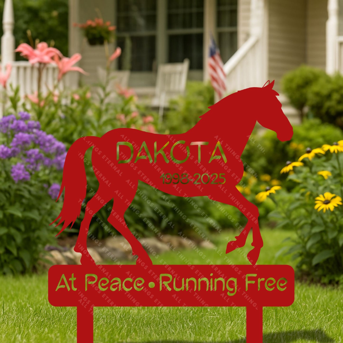 Custom Horse Memorial Garden Stake – Personalized Metal Grave Marker