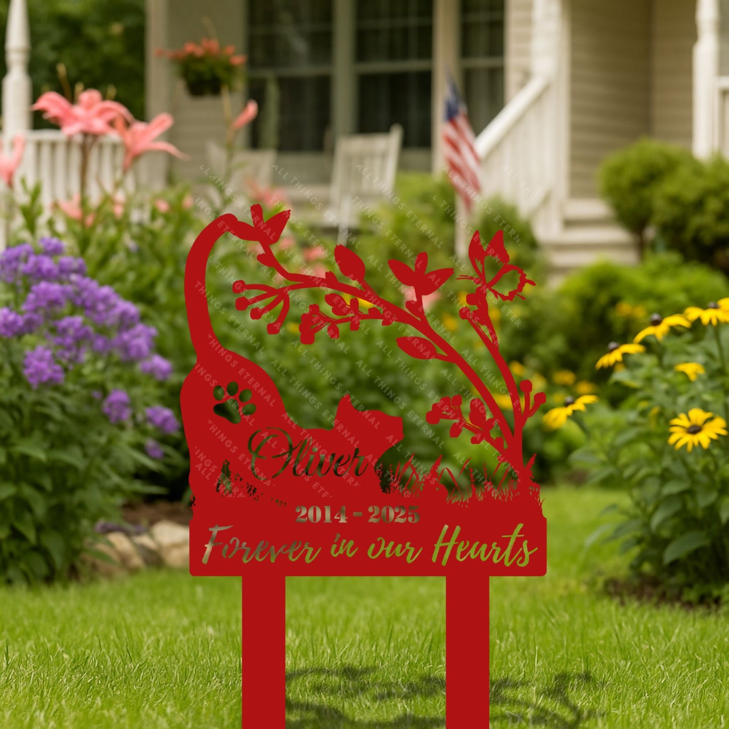 Custom Cat Memorial Stake: Metal Garden Grave Marker, Pet Remembrance