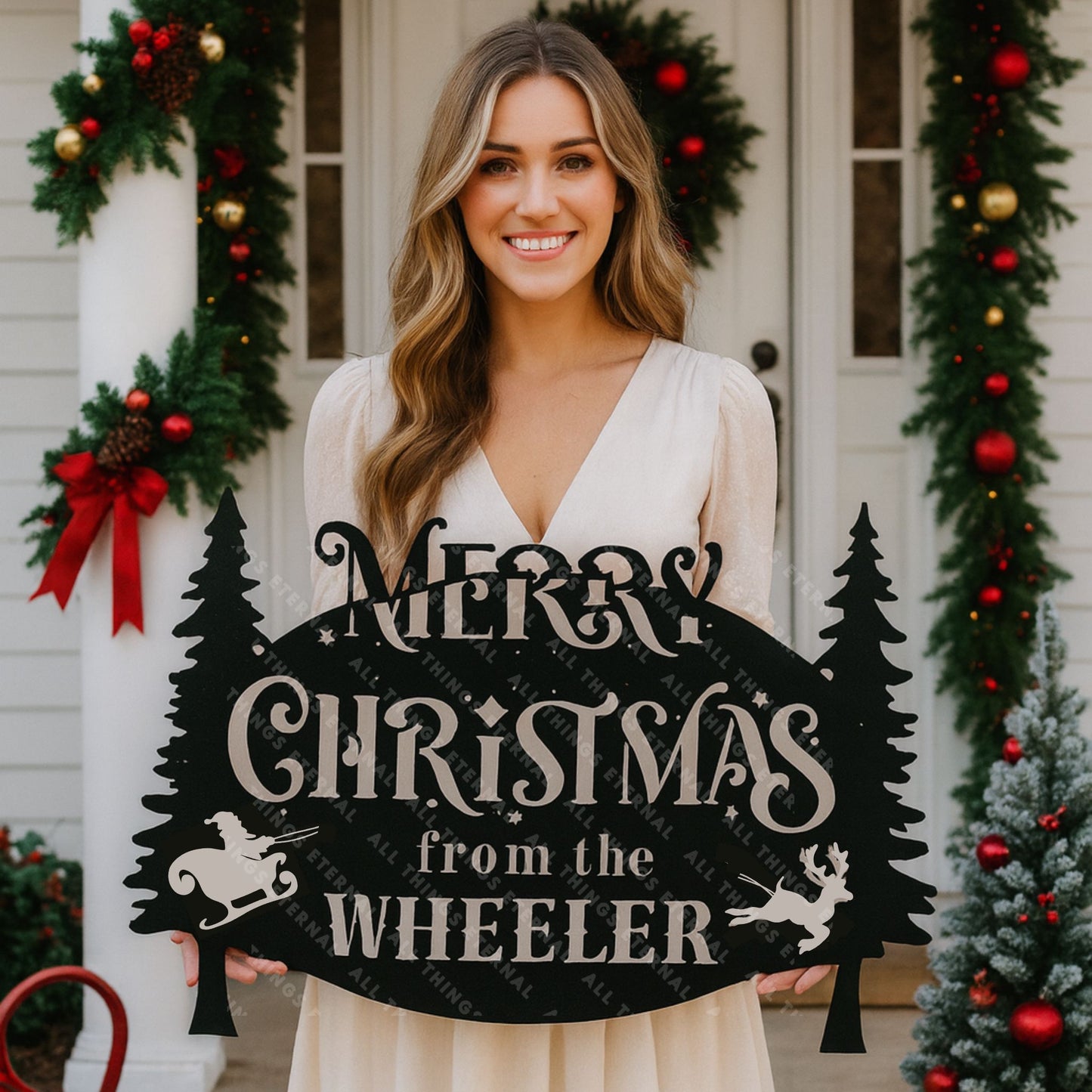 Personalized Merry Christmas Metal Sign – Custom Wall Holiday Decor
