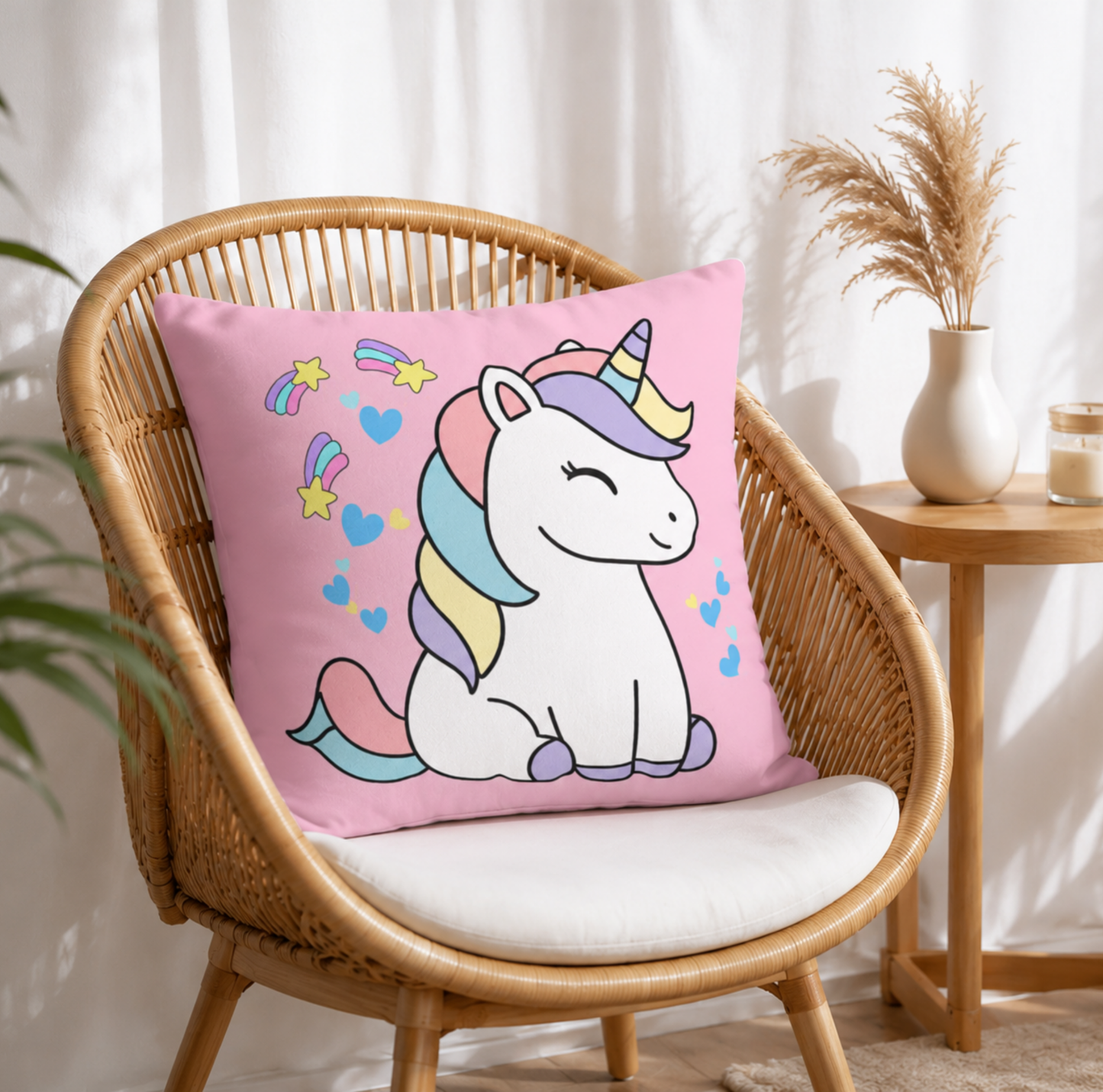Sleepy Pastel Unicorn Pillowcase | Cute Kids Decorative Throw Pillow Cover