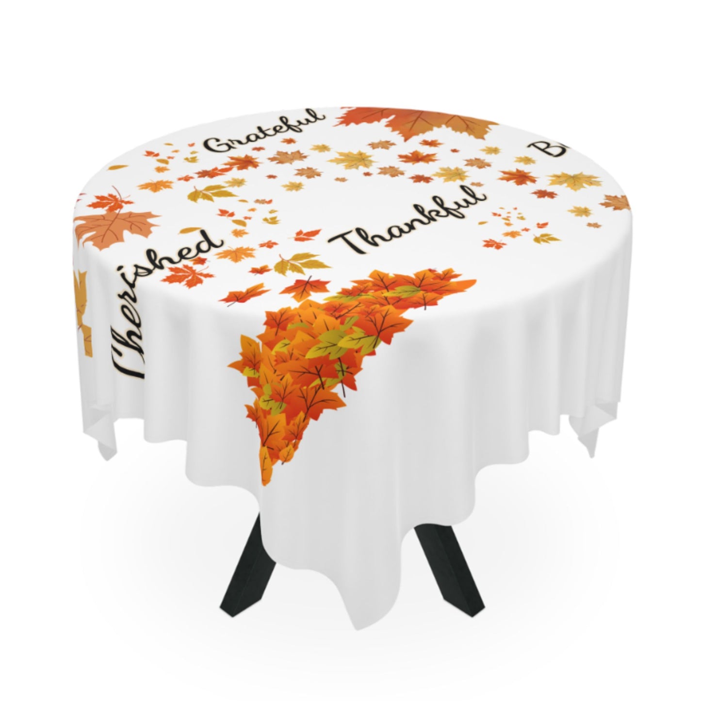 Fall Leaves Tablecloth – Grateful, Blessed, Thankful Thanksgiving Decor