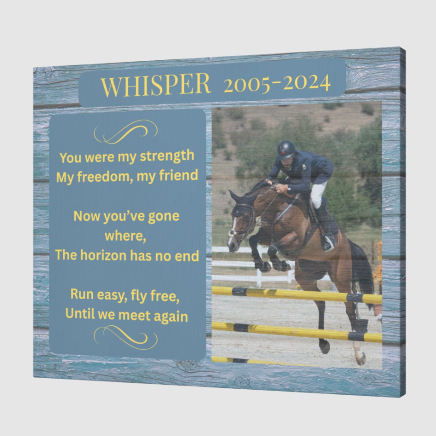 Custom Horse Memorial Canvas with Photo – Riding Companion Tribute Gifts
