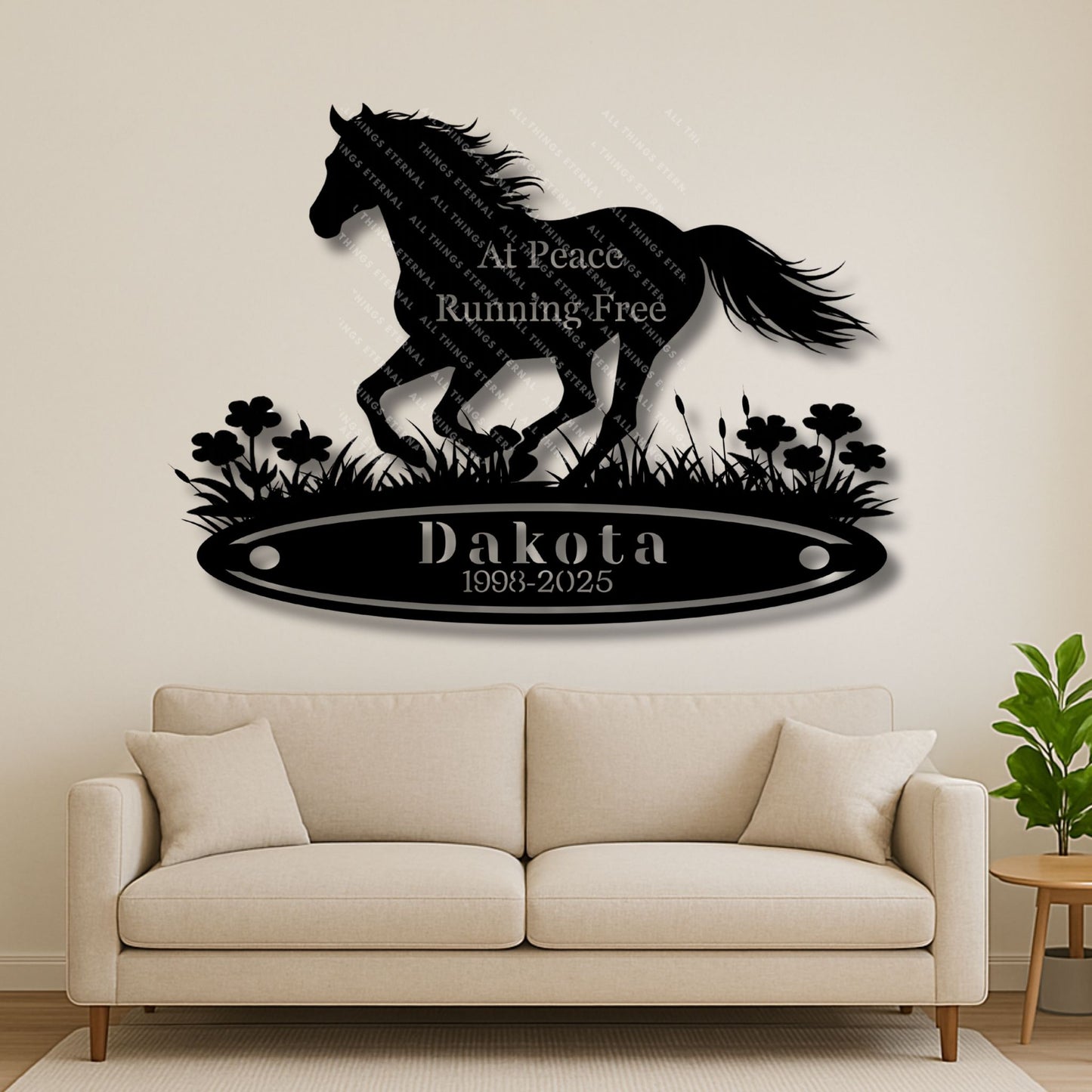 Personalized Horse Memorial Metal Sign – Custom Name & Dates