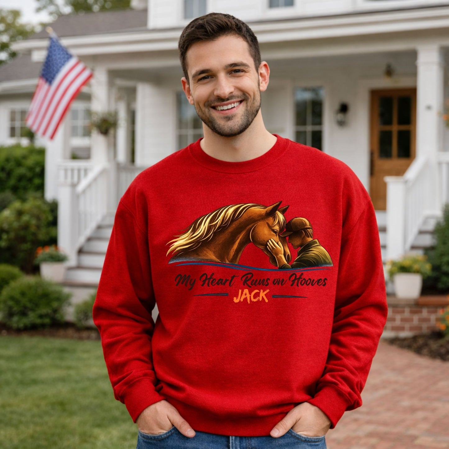 Personalized My Heart Runs on Hooves Sweatshirt for Men