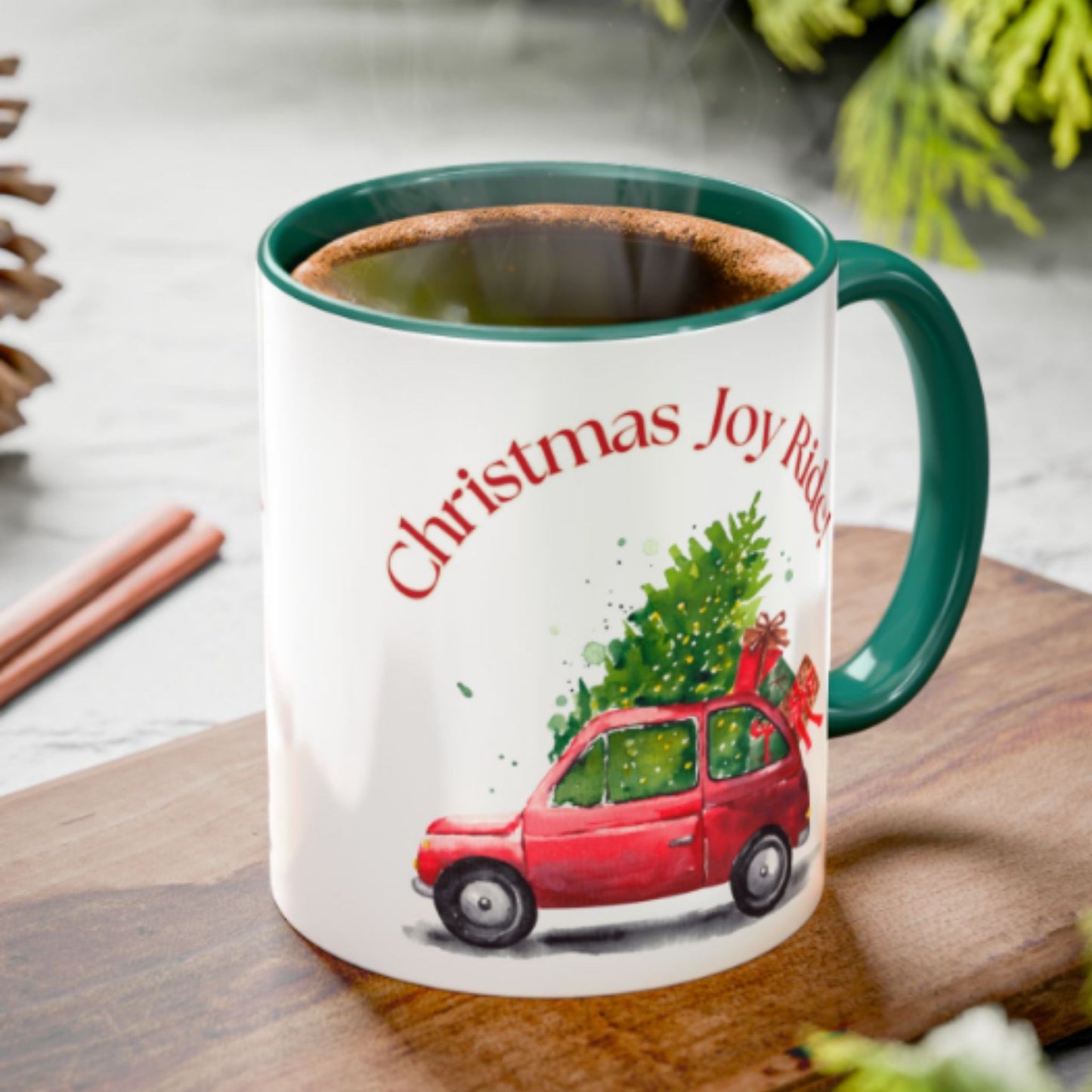 Christmas Joy Ride Mug | Festive Santa Two-Tone Coffee Cup