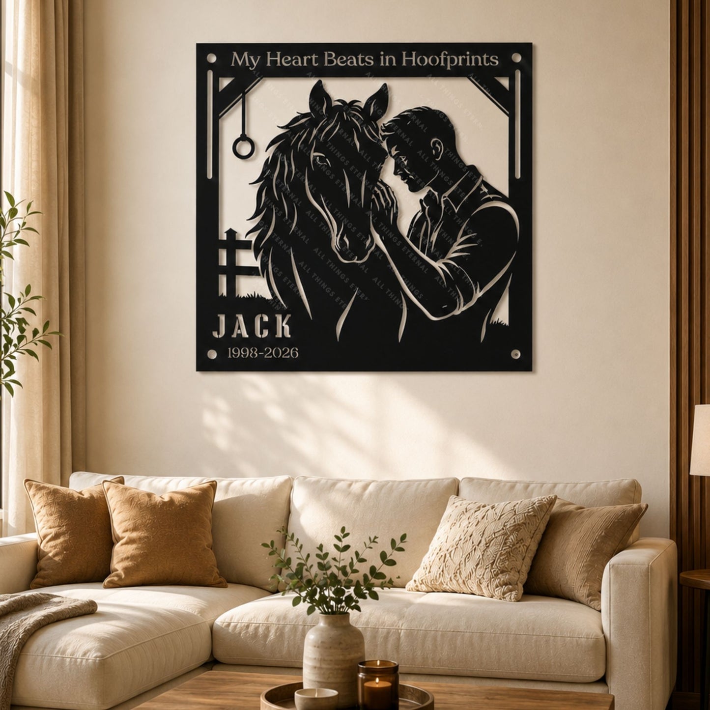 Personalized Horse Memorial Metal Sign – My Heart Beats in Hoofprints
