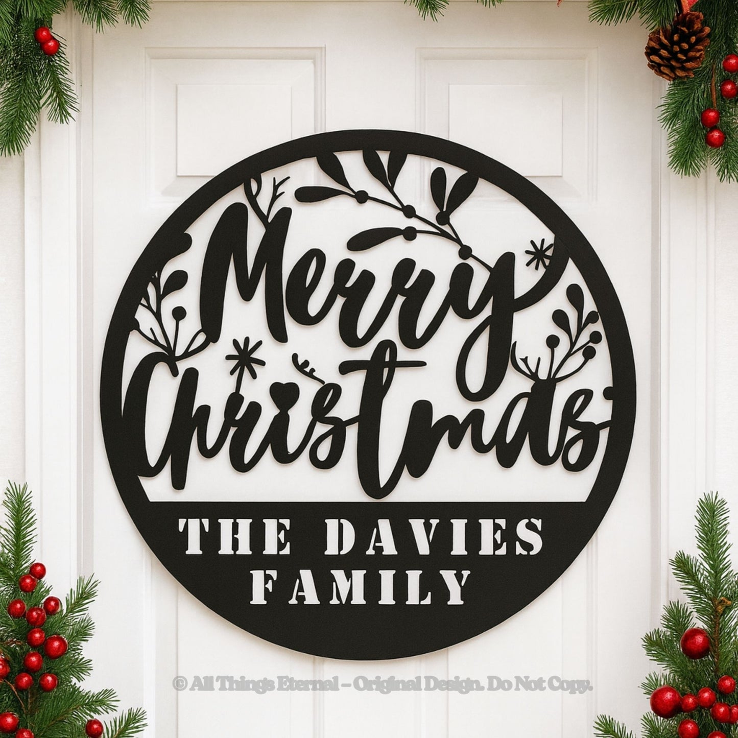 Personalized Christmas Metal Sign | Custom Family Wall Decor