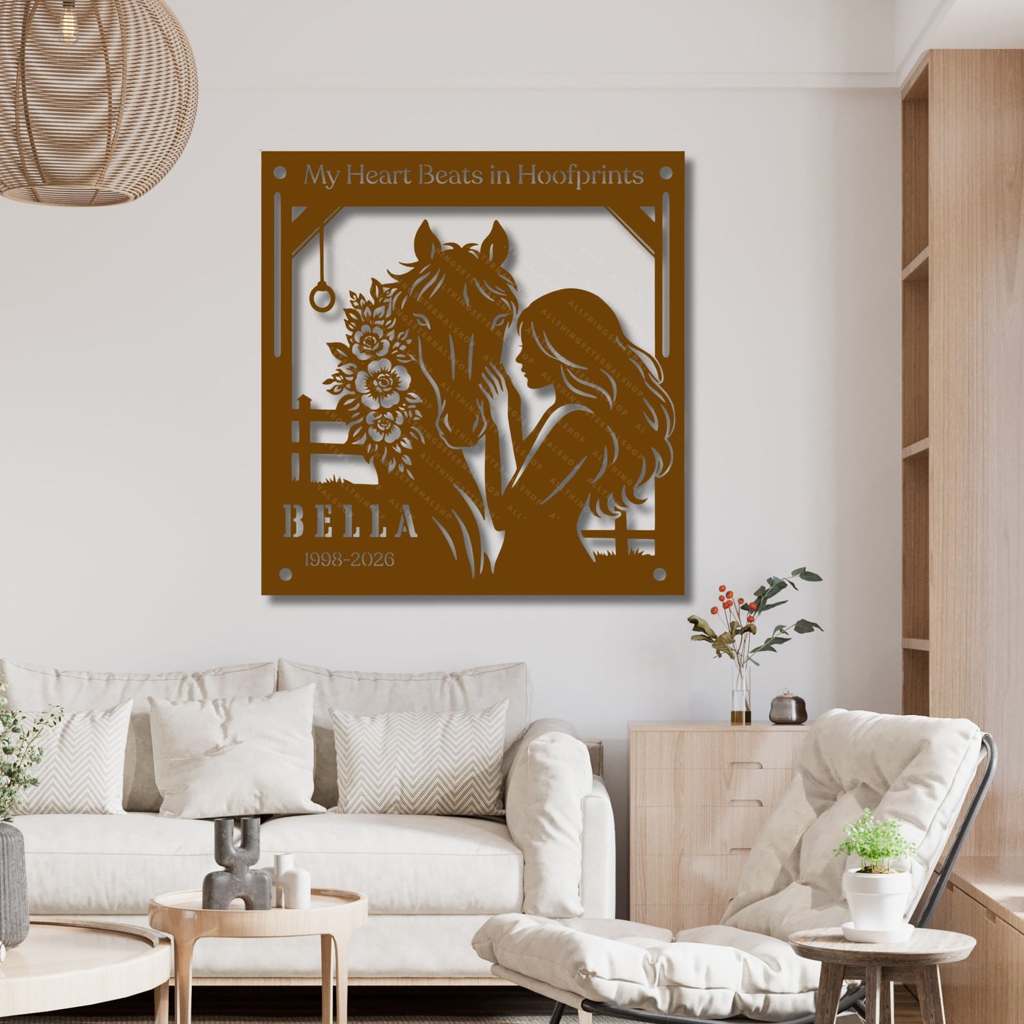 Personalized Horse Memorial Metal Sign – My Heart Beats in Hoofprints, Equestrian Wall Art Gift