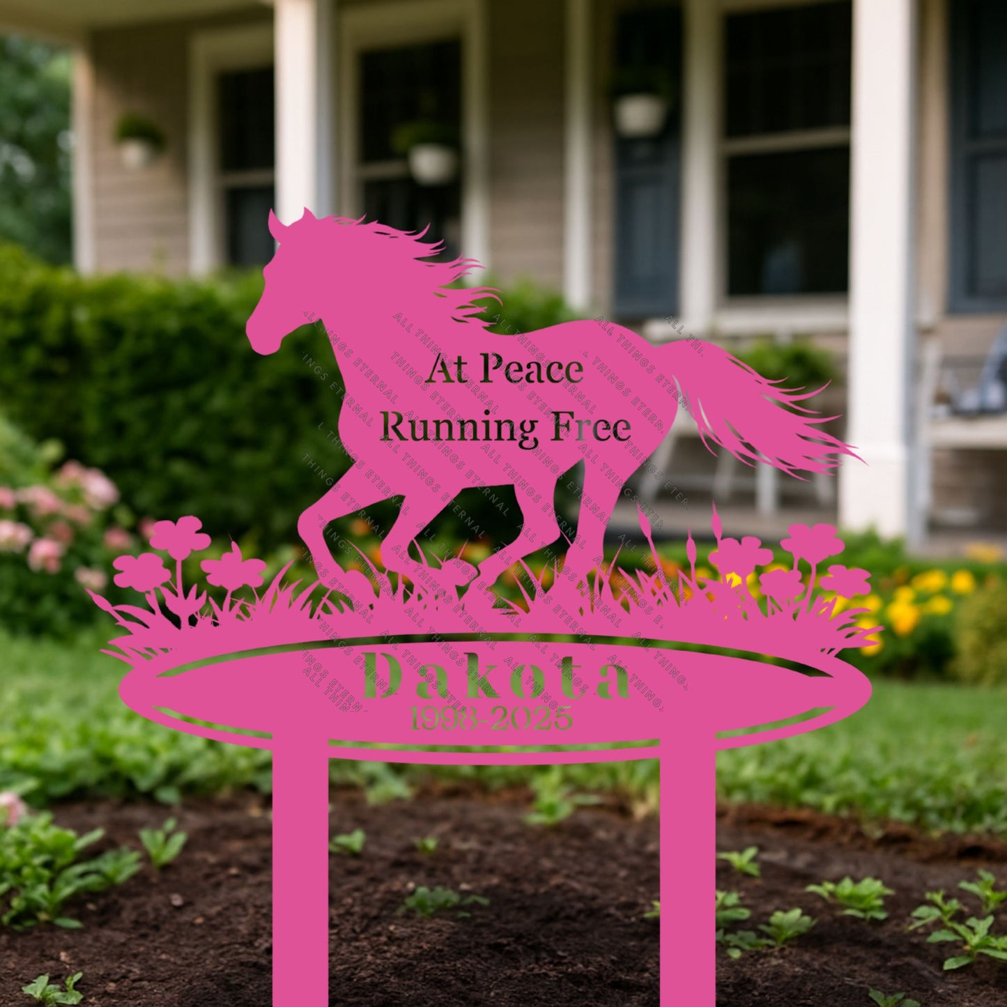 Personalized Horse Memorial Metal Garden Sign – Custom Name & Dates