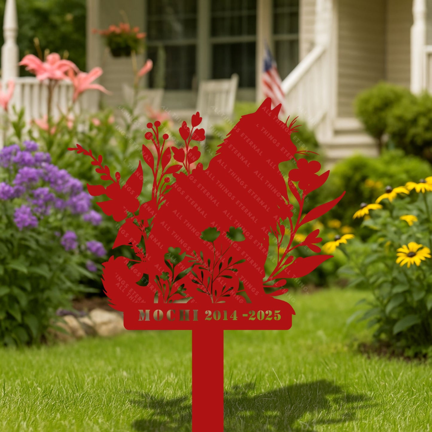 Custom Cat Memorial Stake – Personalized Metal Pet Grave Marker