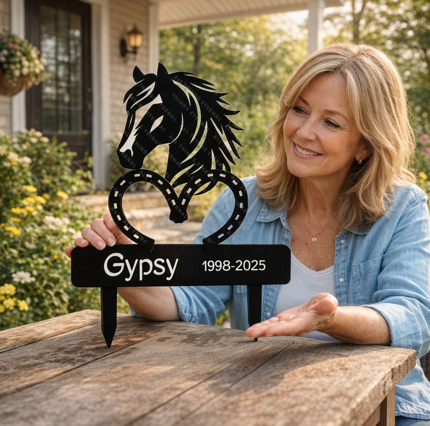 Personalized Horse Memorial Metal Sign – Custom Equine Tribute with Name & Dates