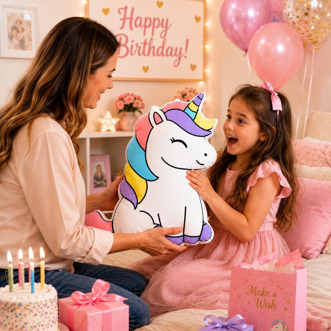 Rainbow Magical Unicorn Shaped Pillow | Cute Unicorn Pillow