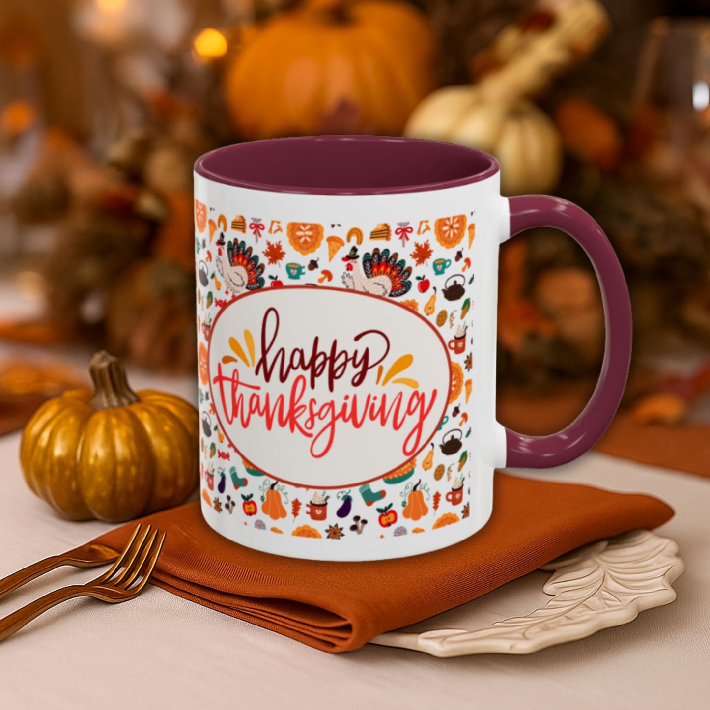Happy Thanksgiving Mug | Festive Two-Tone Coffee Cup Gift