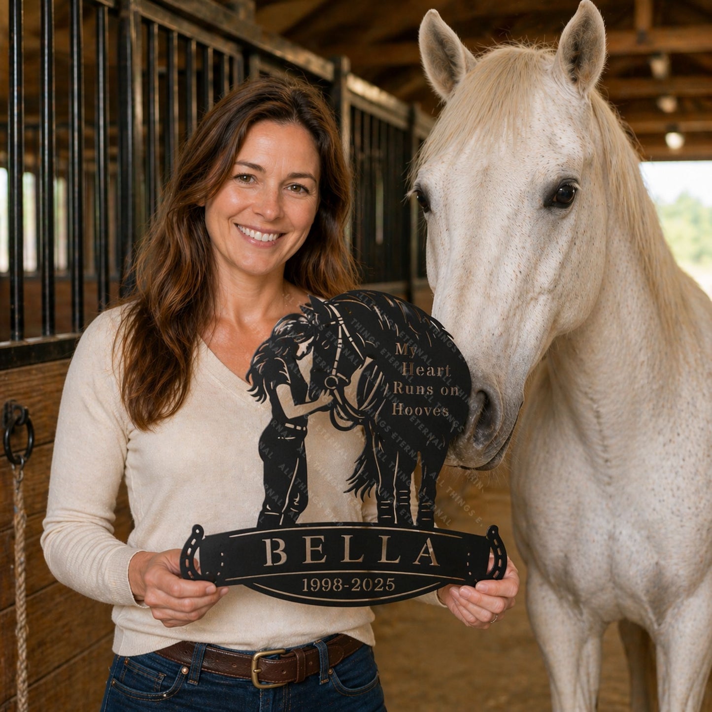 Personalized Horse Memorial Metal Sign – My Heart Runs on Hooves Gift For Horse Lovers