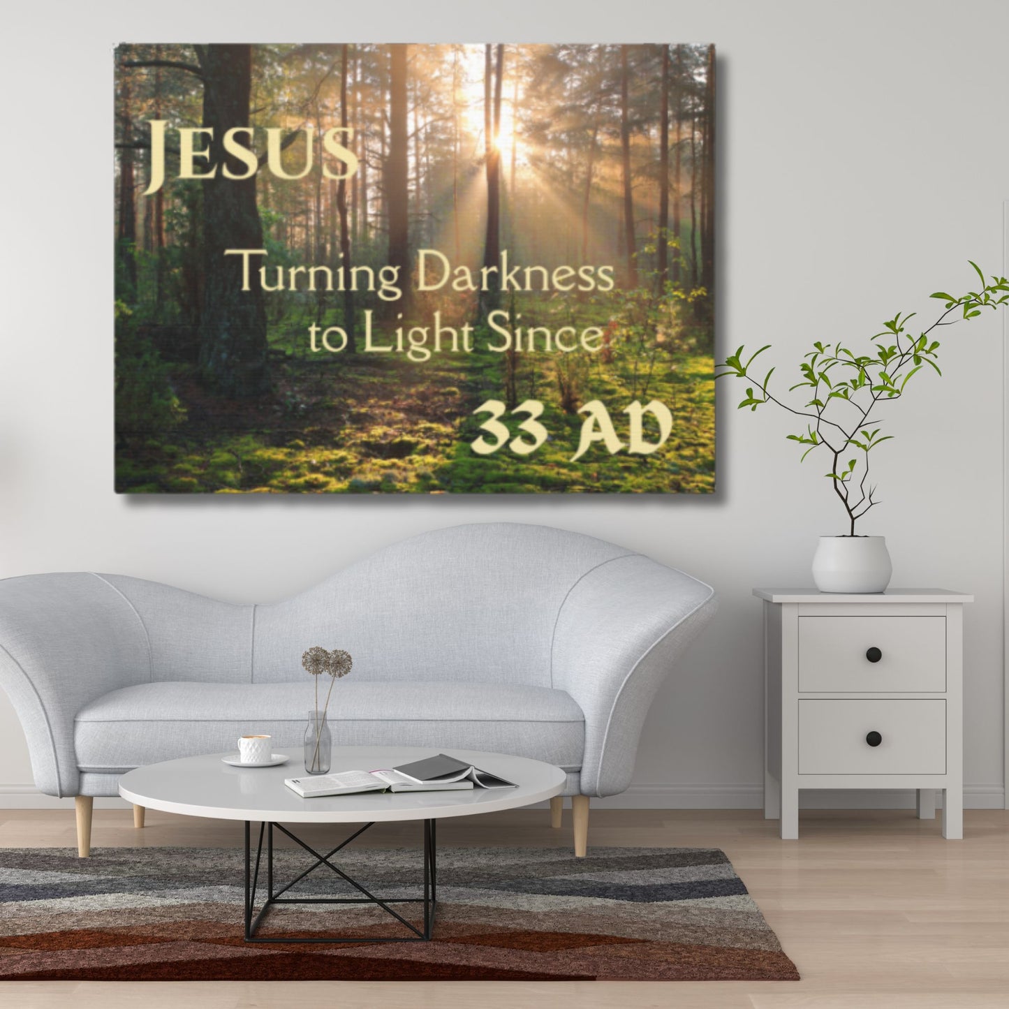 Jesus Turning Darkness to Light Canvas | Christian Christmas Wall Art