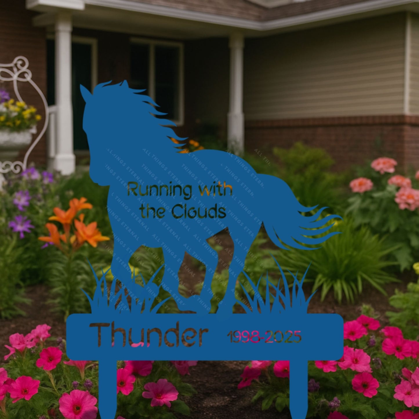 Custom Horse Memorial Metal Grave Marker – Personalized Tribute Sign
