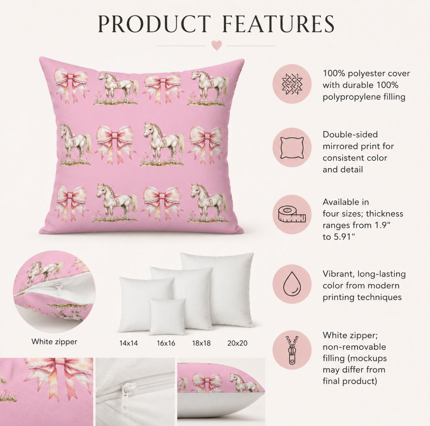 Custom Spun Polyester Square Pillowcase | Cozy Decorative Cushion Cover