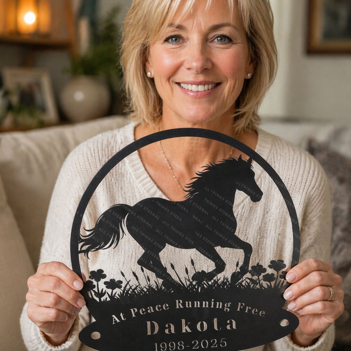Custom Horse Memorial Metal Sign – Personalized Tribute with Name & Dates