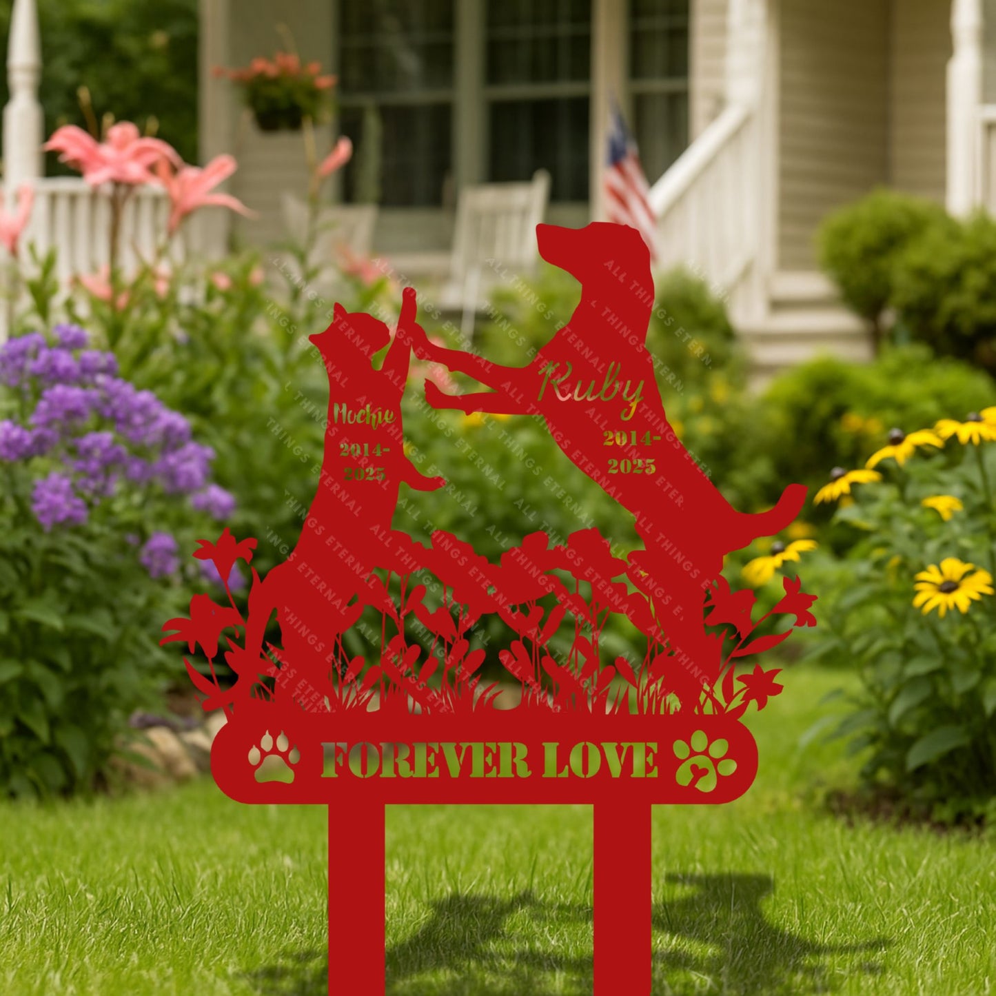 Custom Pet Memorial Grave Marker – Personalized Dog & Cat Metal Sign