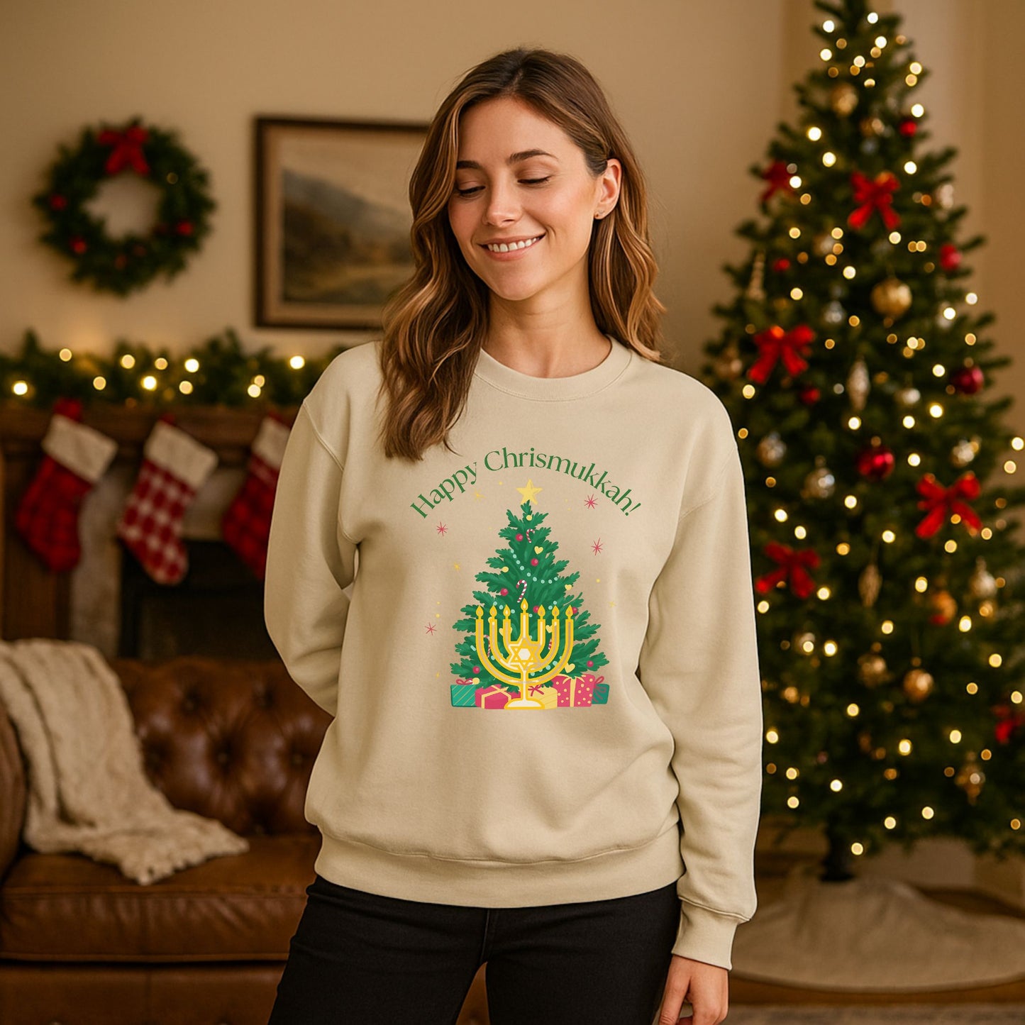 Happy Chrismukkah Unisex Sweatshirt | Interfaith Holiday Sweater