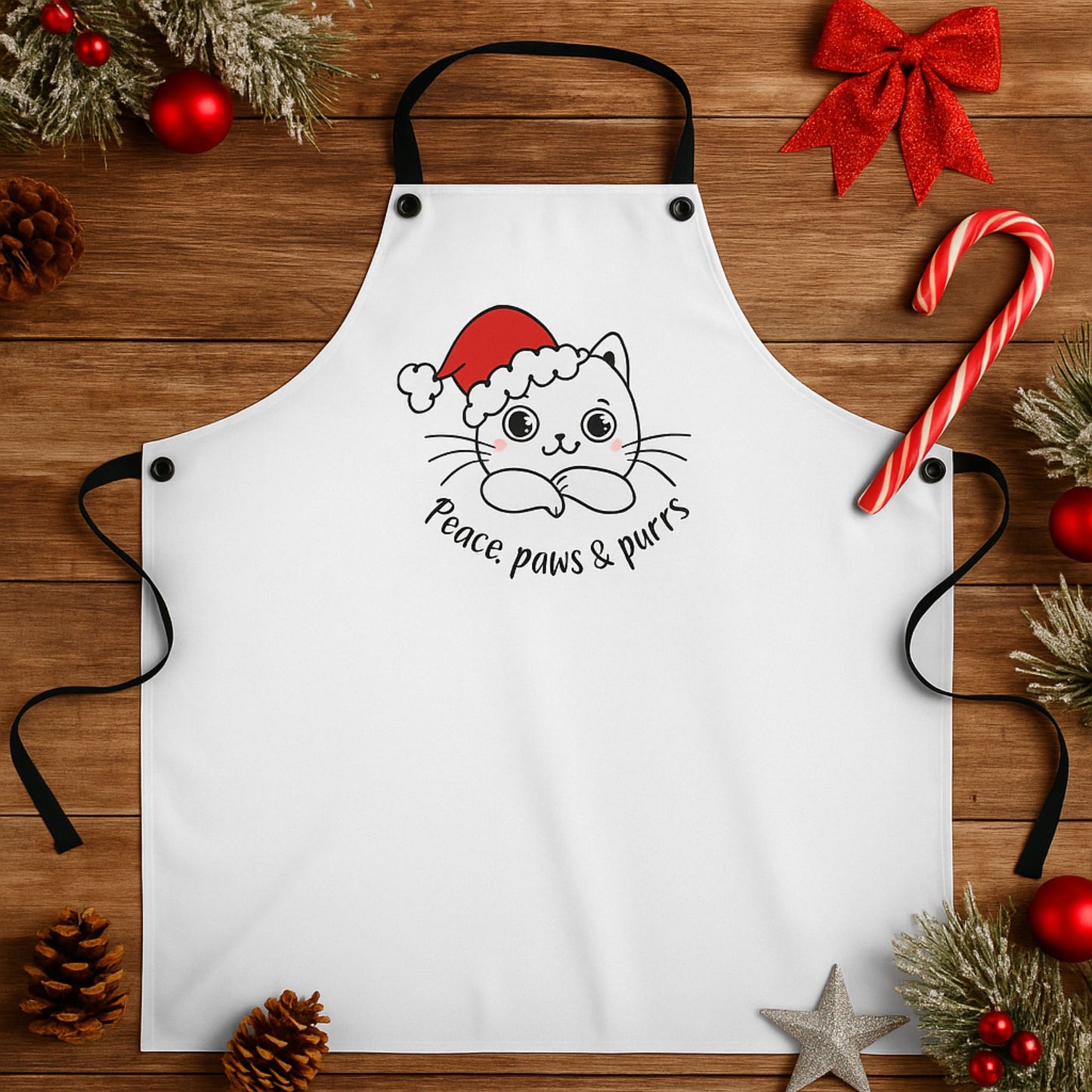 Peace Paws Purrs Cute Kitty Apron – Funny Cat Cooking Gift